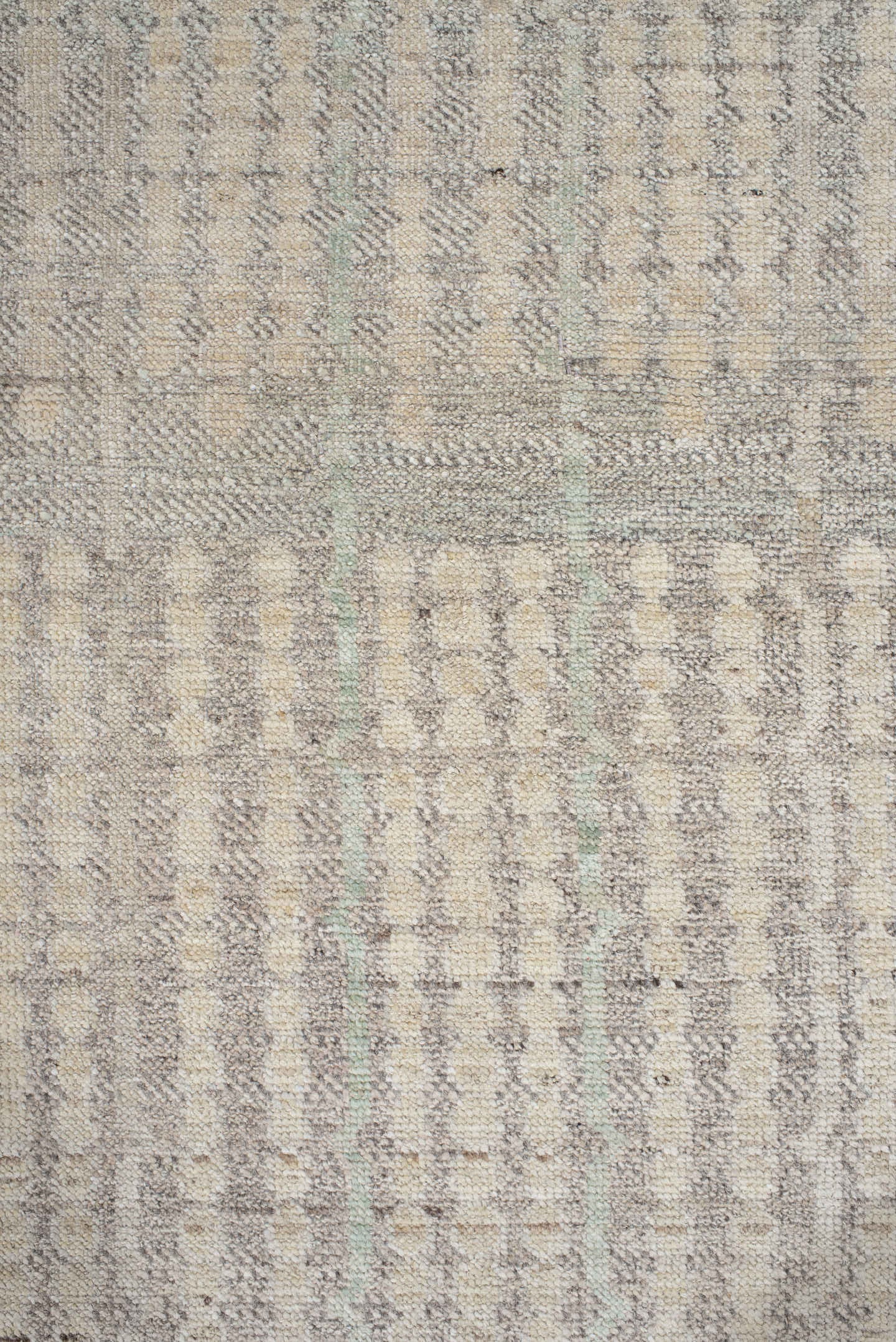 3' x 13' one-of-a-kind handmade vintage Tulu runner rug. Color palette: ivory, taupe, pale_gray, cream, beige, gray
