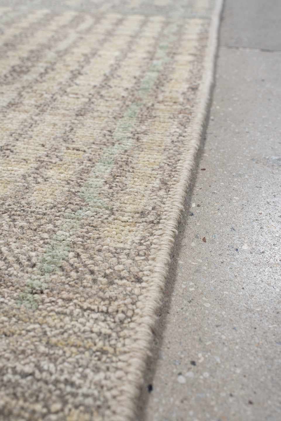 3' x 13' one-of-a-kind handmade vintage Tulu runner rug. Color palette: ivory, taupe, pale_gray, cream, beige, gray