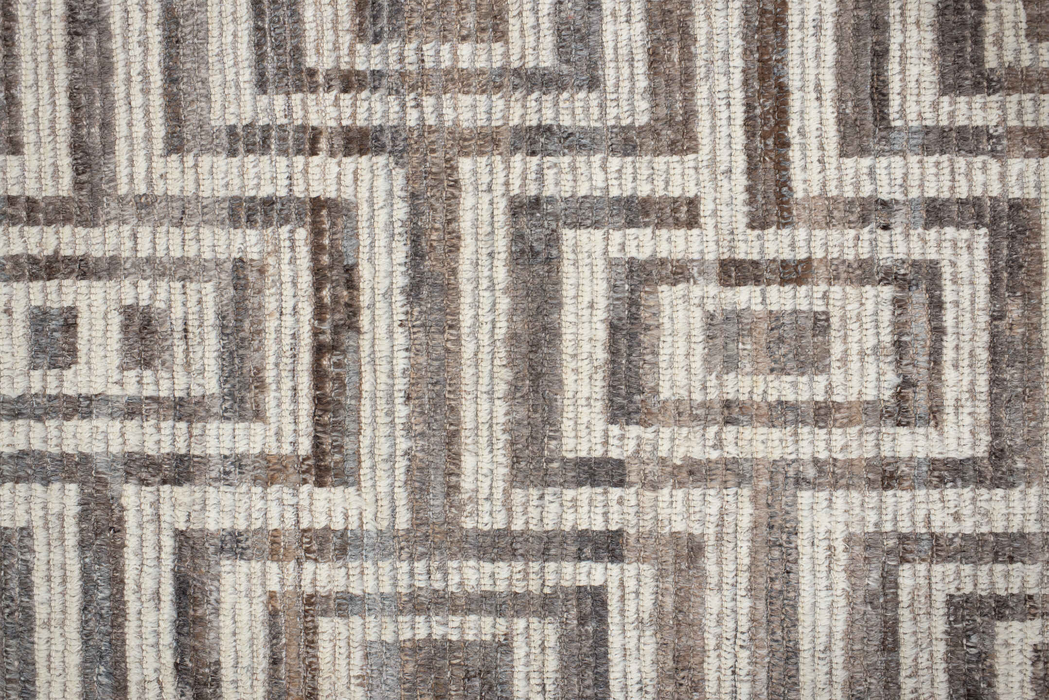 3' x 13' one-of-a-kind handmade vintage Tulu runner rug. Color palette: brown, dark gray, dim gray, gainsboro, gray