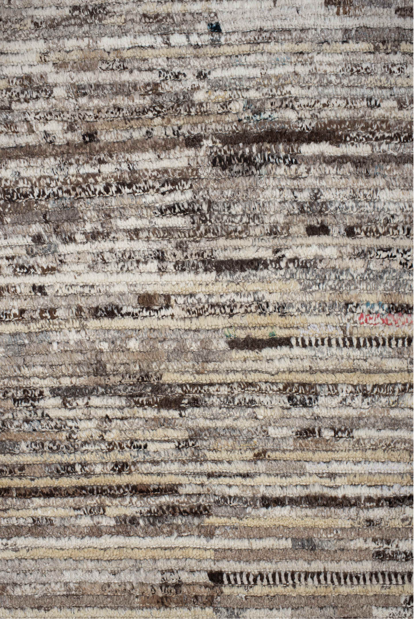 3' x 12' one-of-a-kind handmade vintage Tulu runner rug. Color palette: ivory, taupe, brown, charcoal, gray, beige, black
