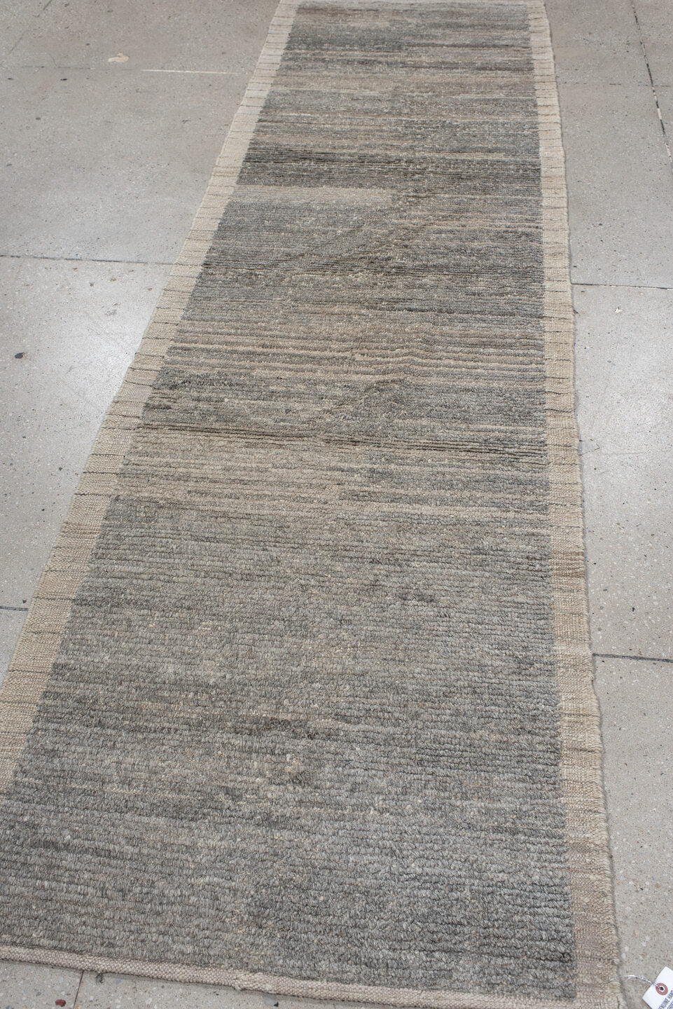 2' x 9' one-of-a-kind handmade vintage Kilim runner rug. Color palette: gray, taupe, ivory, charcoal, greige, beige, black