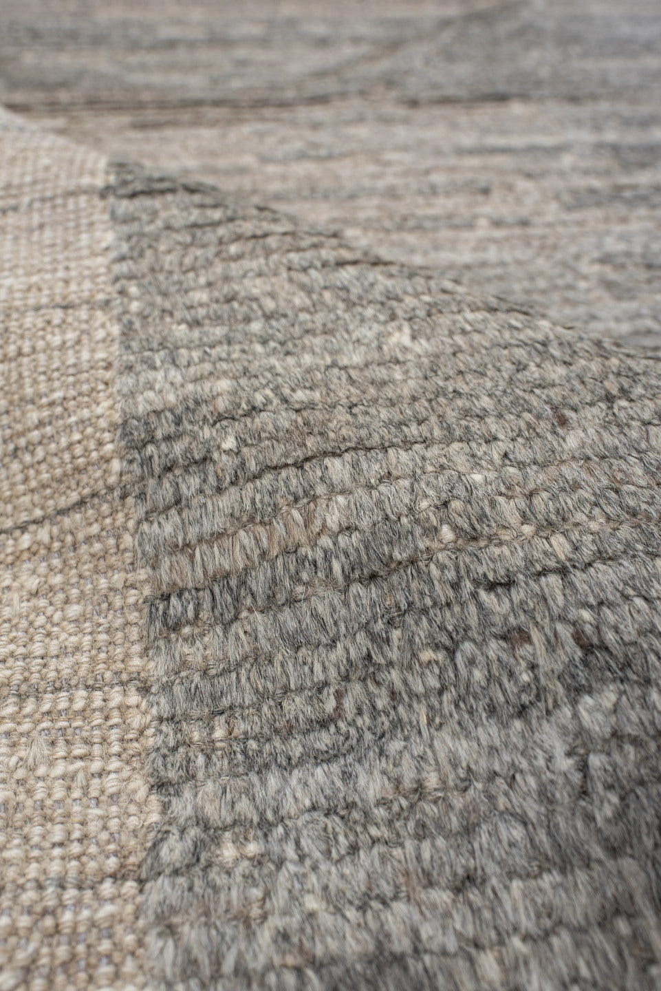 2' x 9' one-of-a-kind handmade vintage Kilim runner rug. Color palette: gray, taupe, ivory, charcoal, greige, beige, black