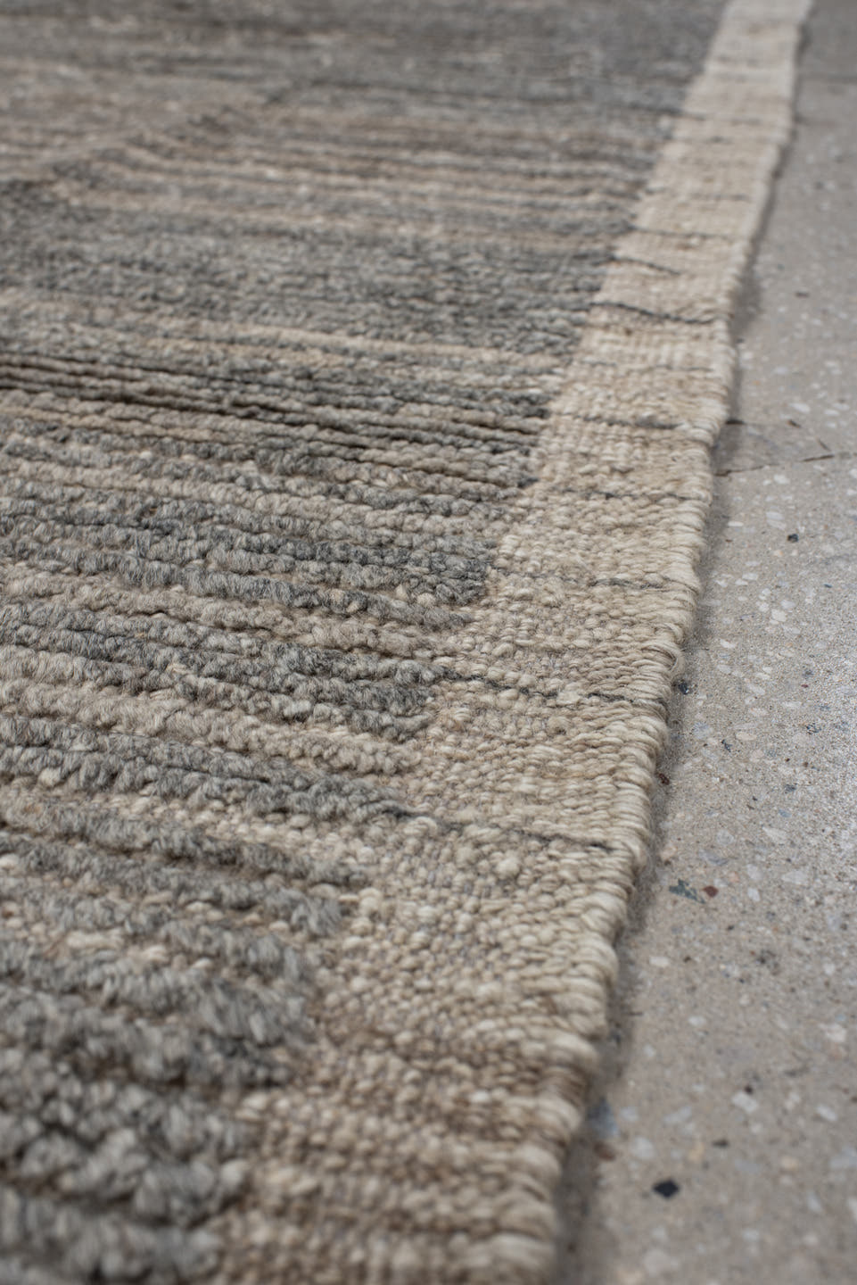 2' x 9' one-of-a-kind handmade vintage Kilim runner rug. Color palette: gray, taupe, ivory, charcoal, greige, beige, black