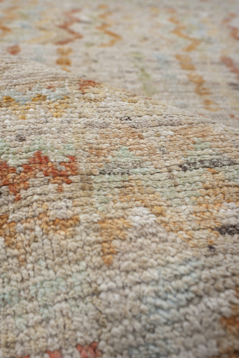 3' x 9' one-of-a-kind handmade vintage Kilim runner rug. Color palette: brown, burlywood, dim gray, gray, light gray