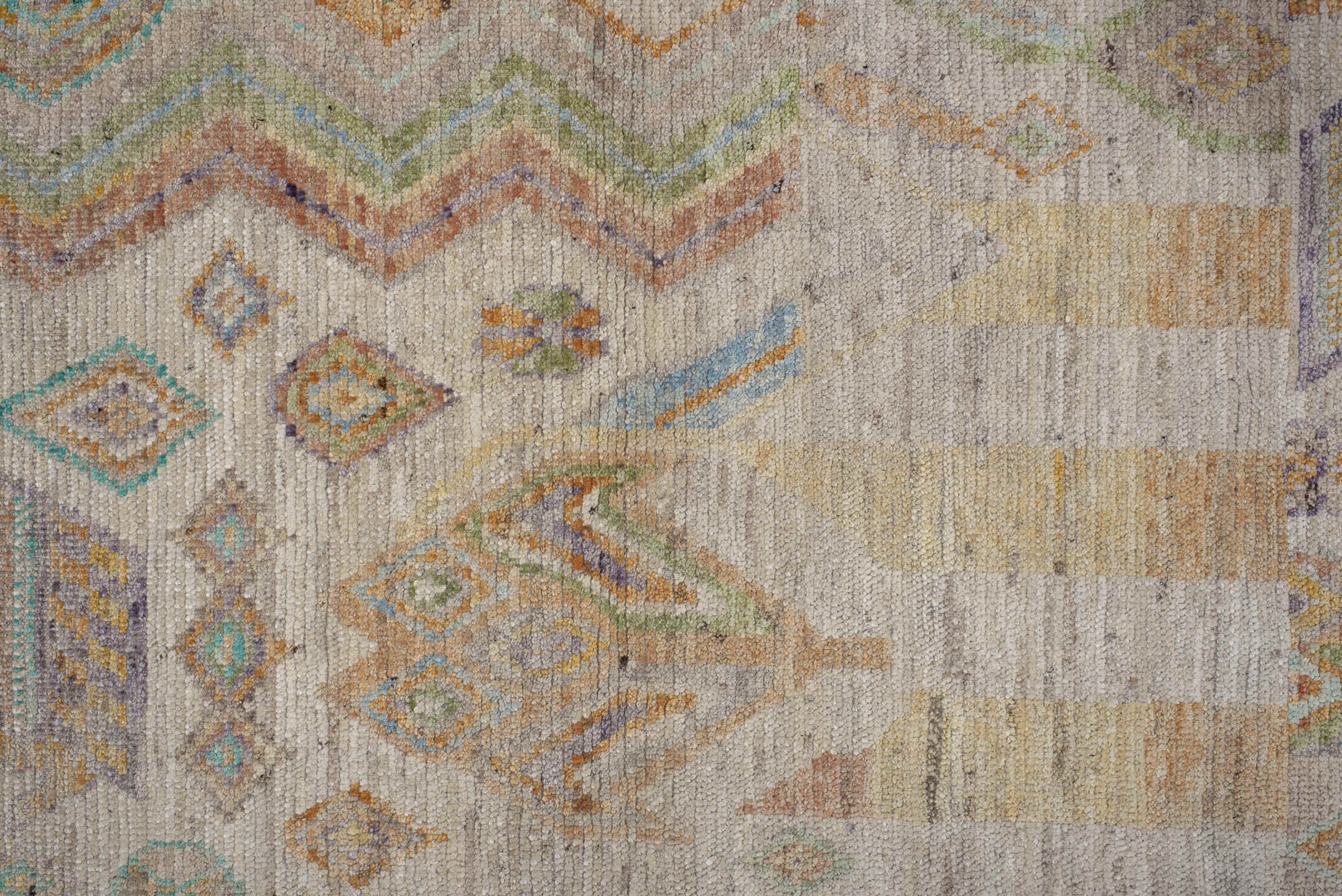 3' x 9' one-of-a-kind handmade vintage Kilim runner rug. Color palette: antiquewhite, blanched almond, blue, brown