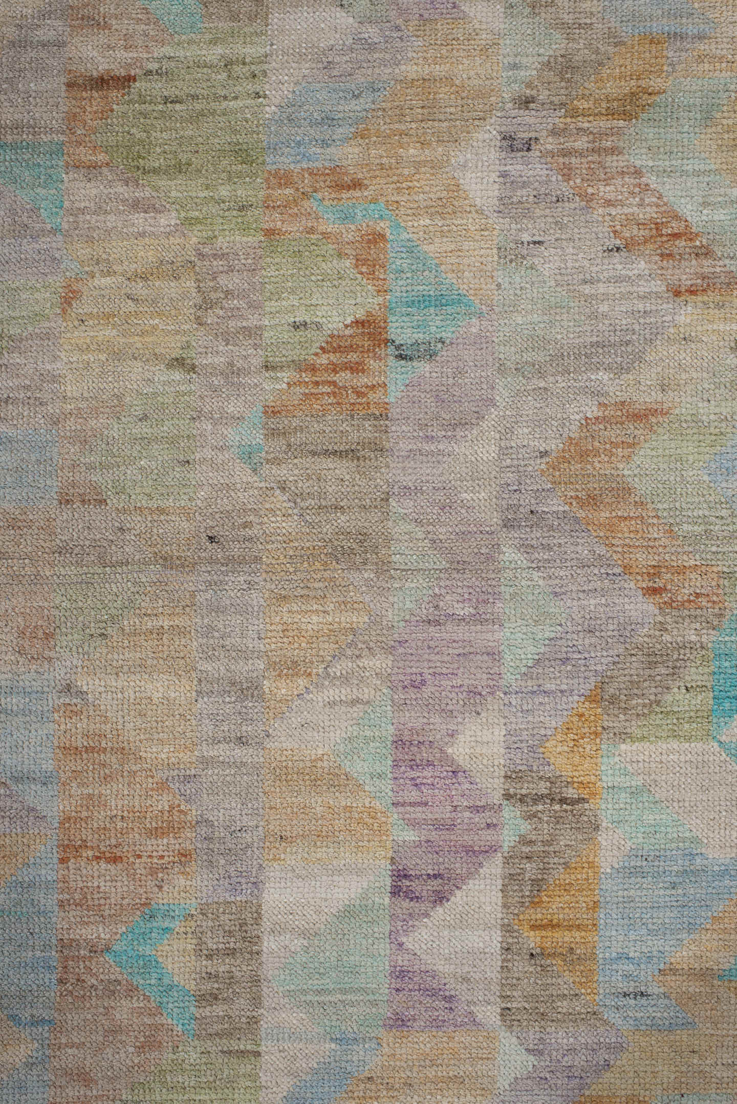 2' x 9' one-of-a-kind handmade vintage Kilim runner rug. Color palette: ivory, beige, aqua, pale blue, lavender, sage, peach