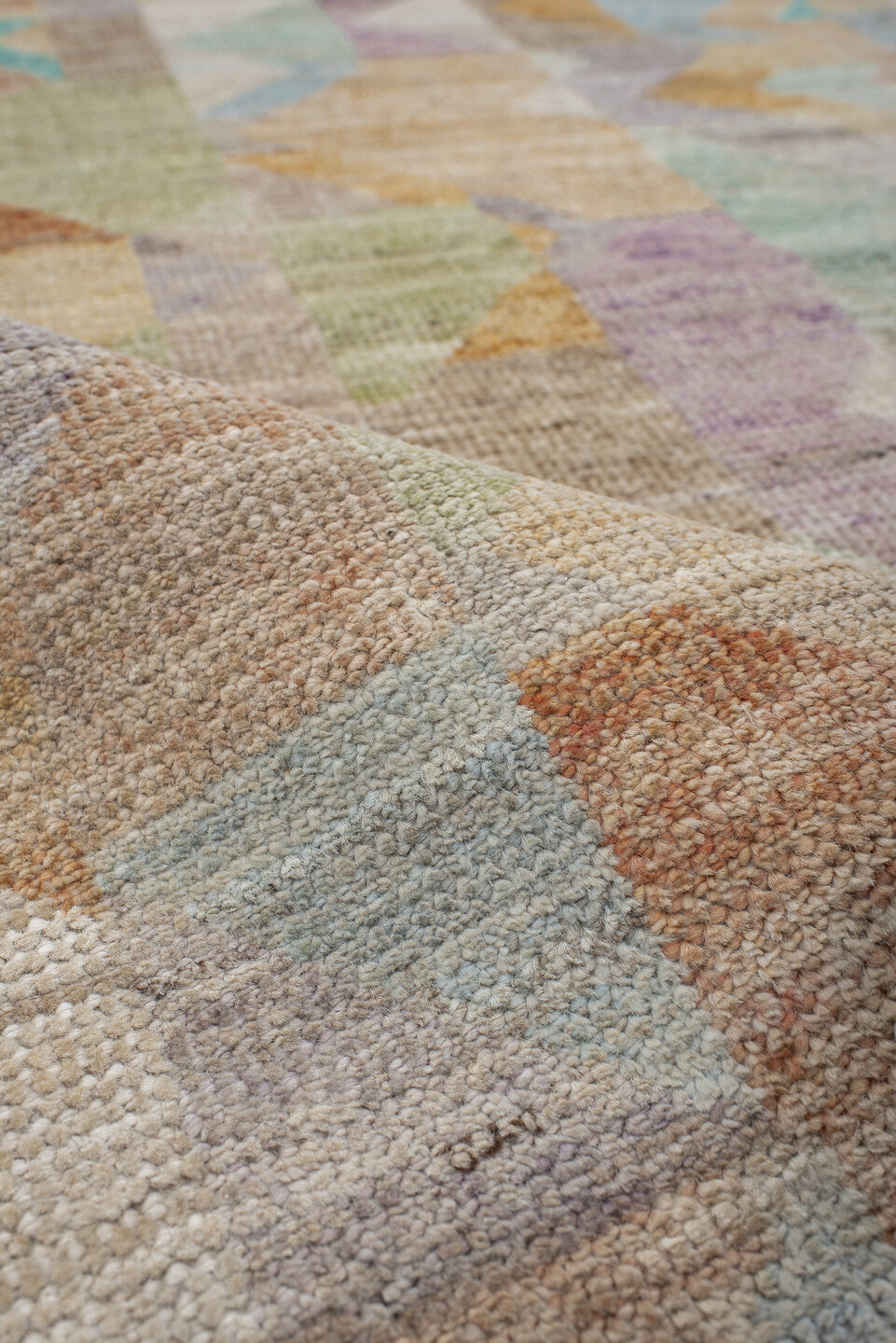 2' x 9' one-of-a-kind handmade vintage Kilim runner rug. Color palette: ivory, beige, aqua, pale blue, lavender, sage, peach