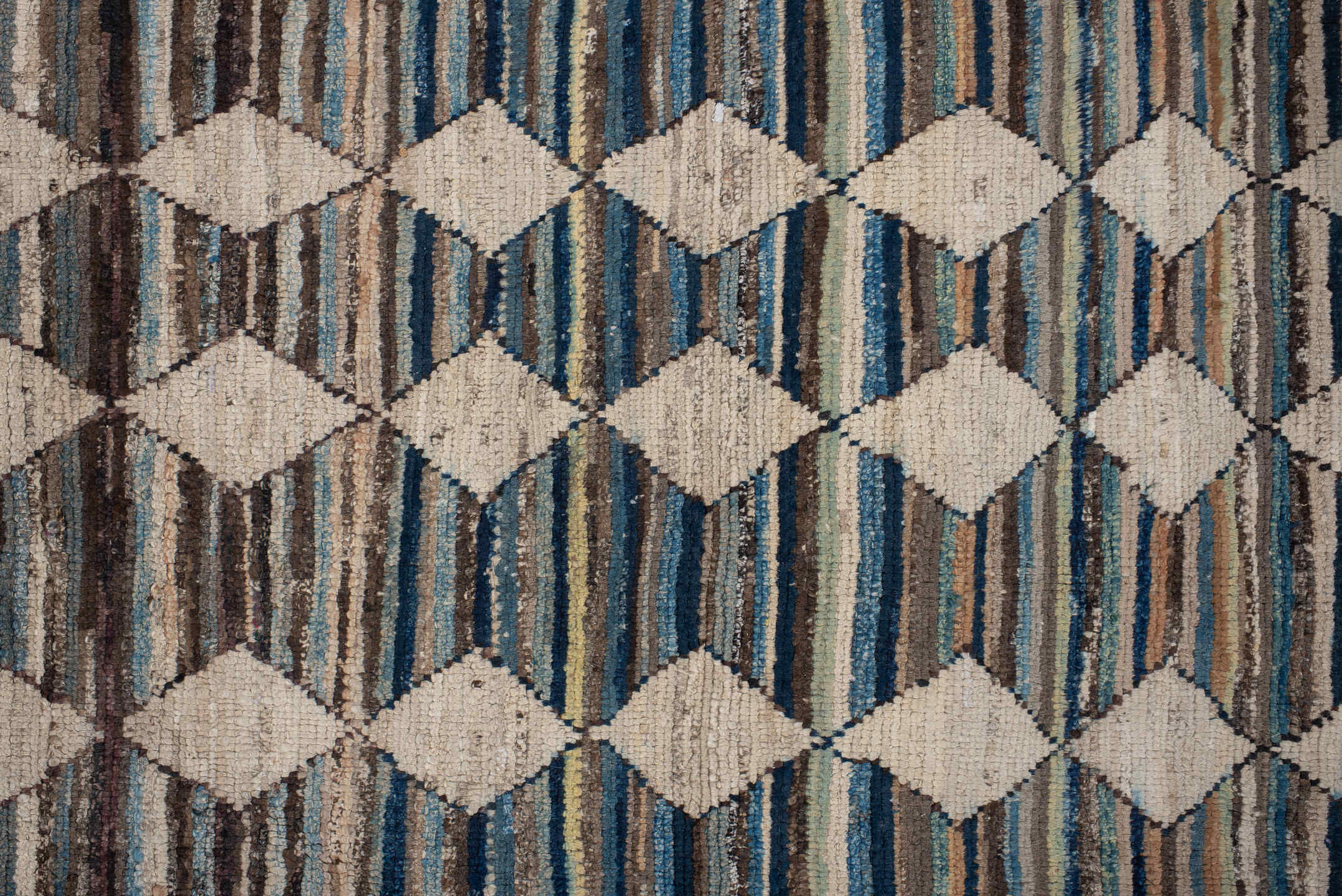 2' x 9' one-of-a-kind handmade vintage Kilim runner rug. Color palette: arapawa, black, blue, brown, dim gray, gray