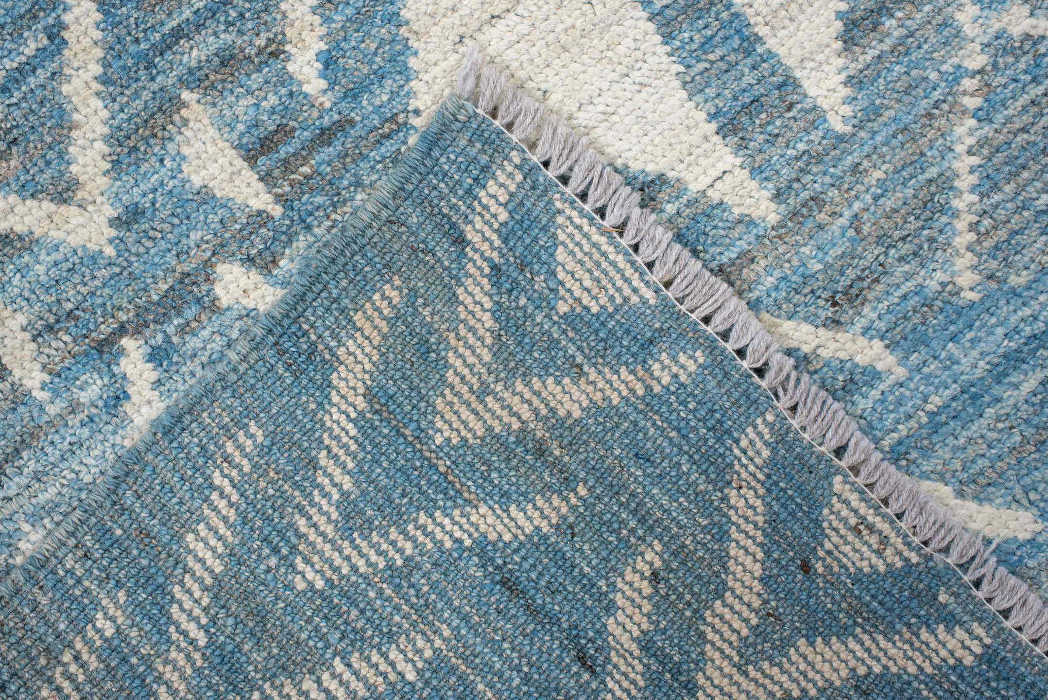 3' x 8' one-of-a-kind handmade vintage Tulu runner rug. Color palette: black, blue, charcoal, dark gray, dim gray, gainsboro