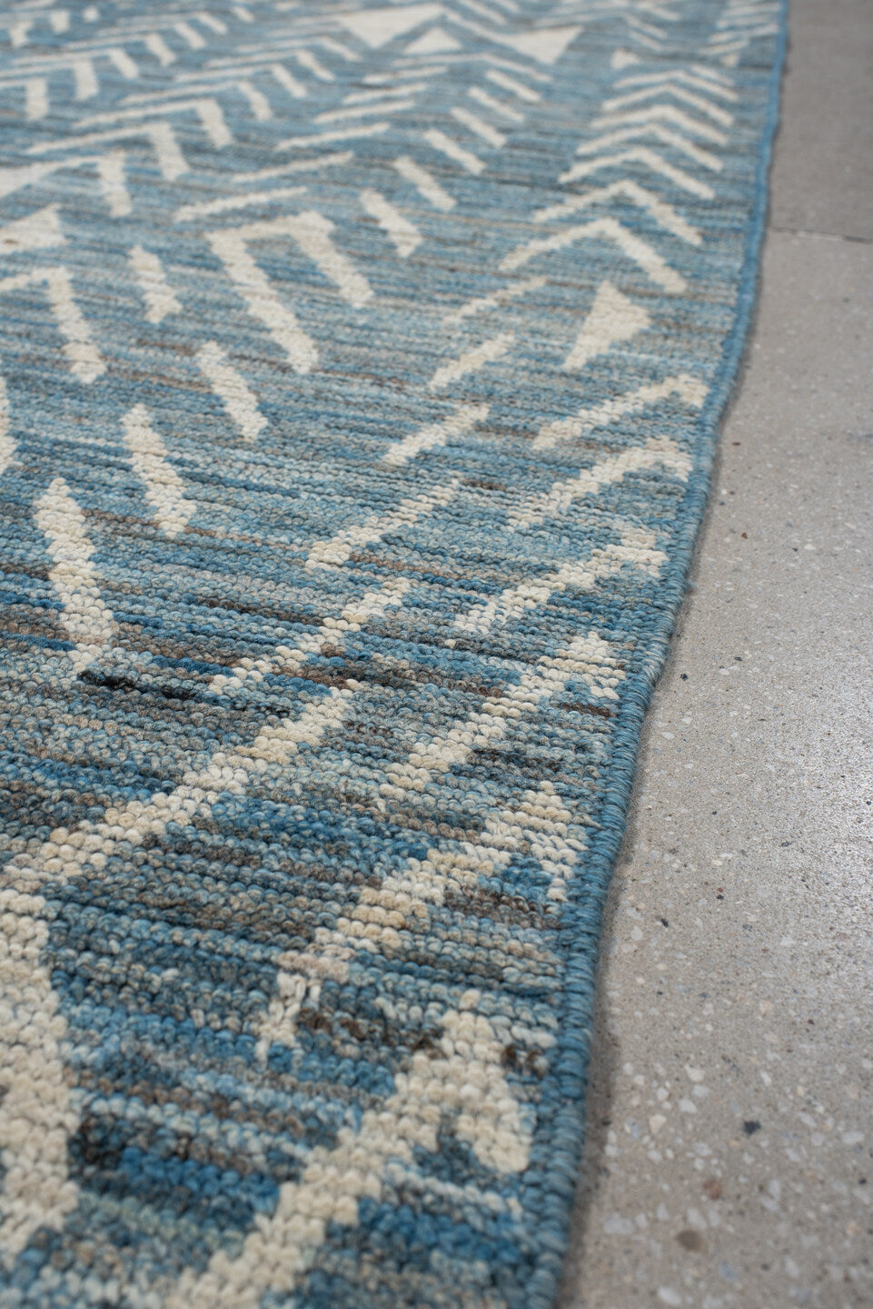 3' x 8' one-of-a-kind handmade vintage Tulu runner rug. Color palette: black, blue, charcoal, dark gray, dim gray, gainsboro