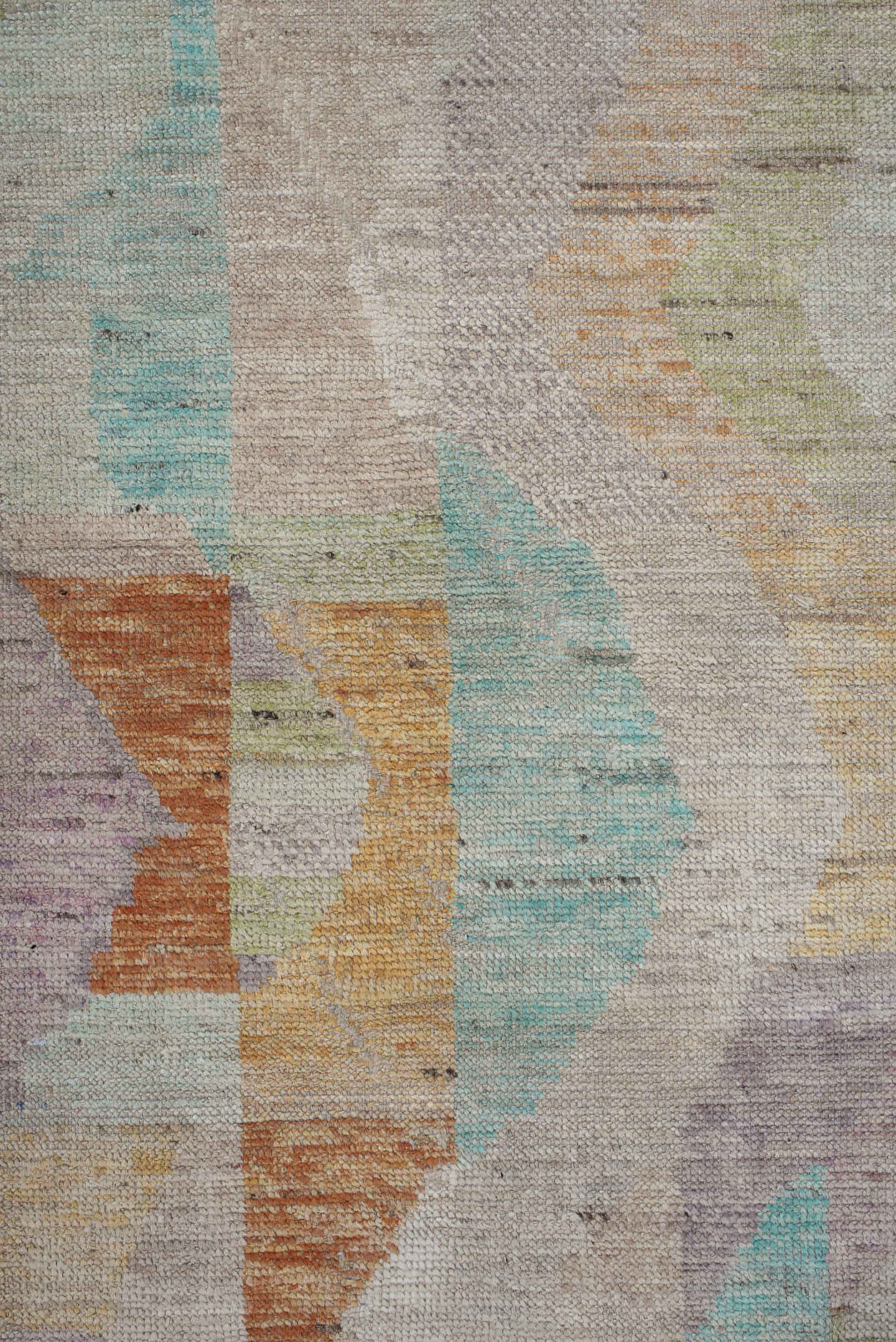 3' x 9' one-of-a-kind handmade vintage Kilim runner rug. Color palette: ivory, taupe, aqua, sage, lavender, apricot