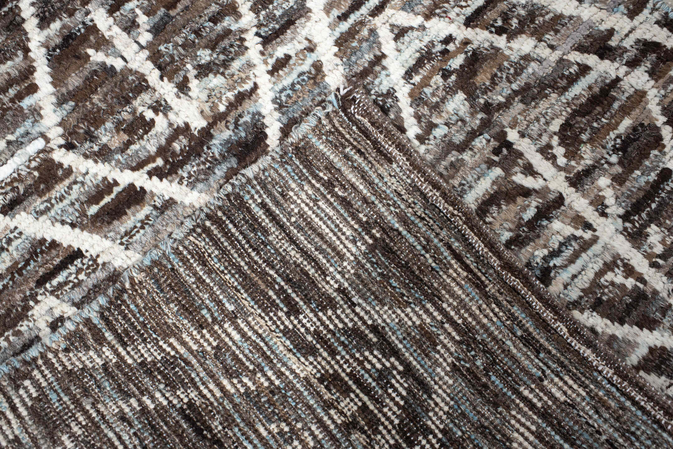 2' x 10' one-of-a-kind handmade vintage Kilim runner rug. Color palette: brown, ivory, taupe, charcoal, cream, beige, gray
