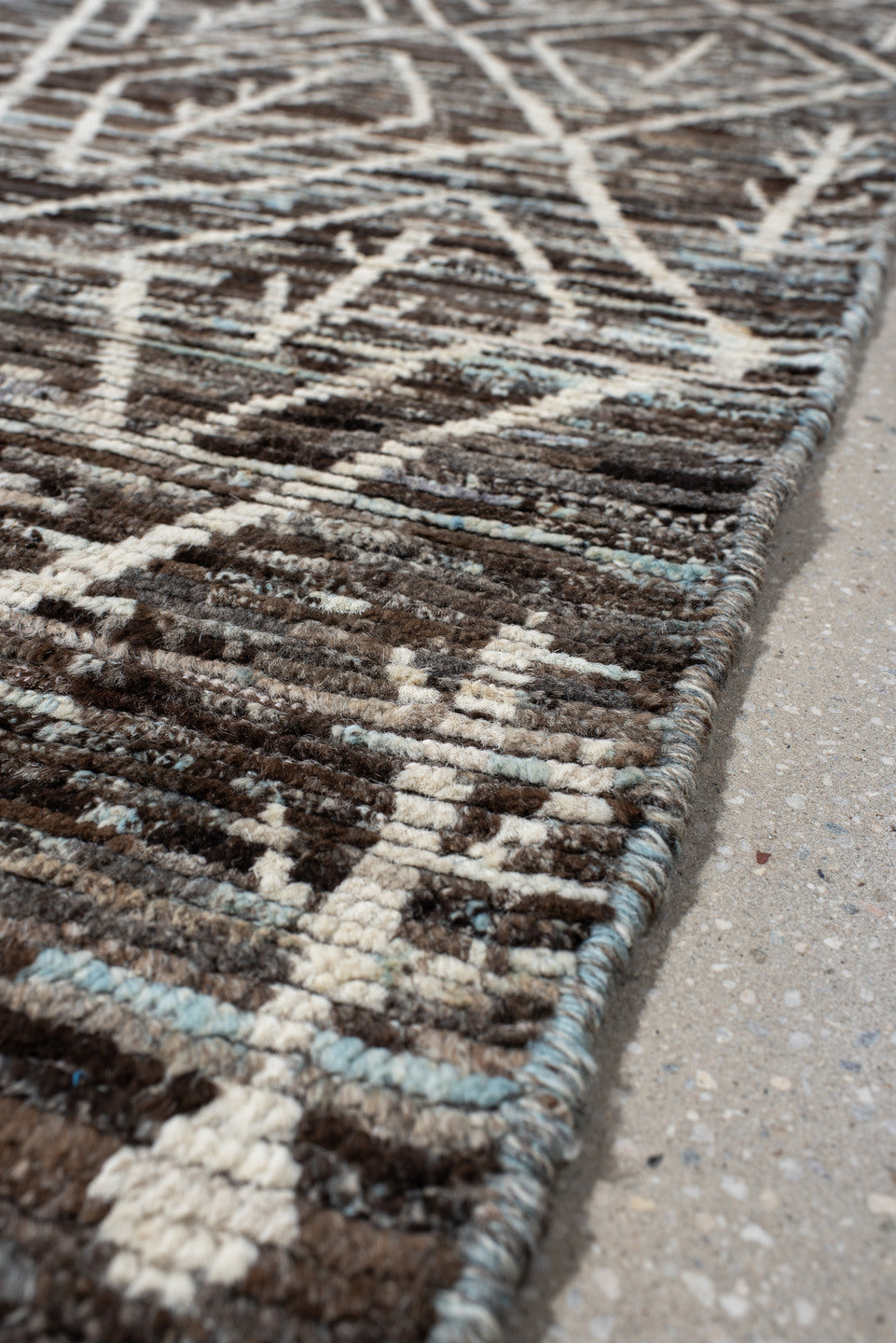 2' x 10' one-of-a-kind handmade vintage Kilim runner rug. Color palette: brown, ivory, taupe, charcoal, cream, beige, gray