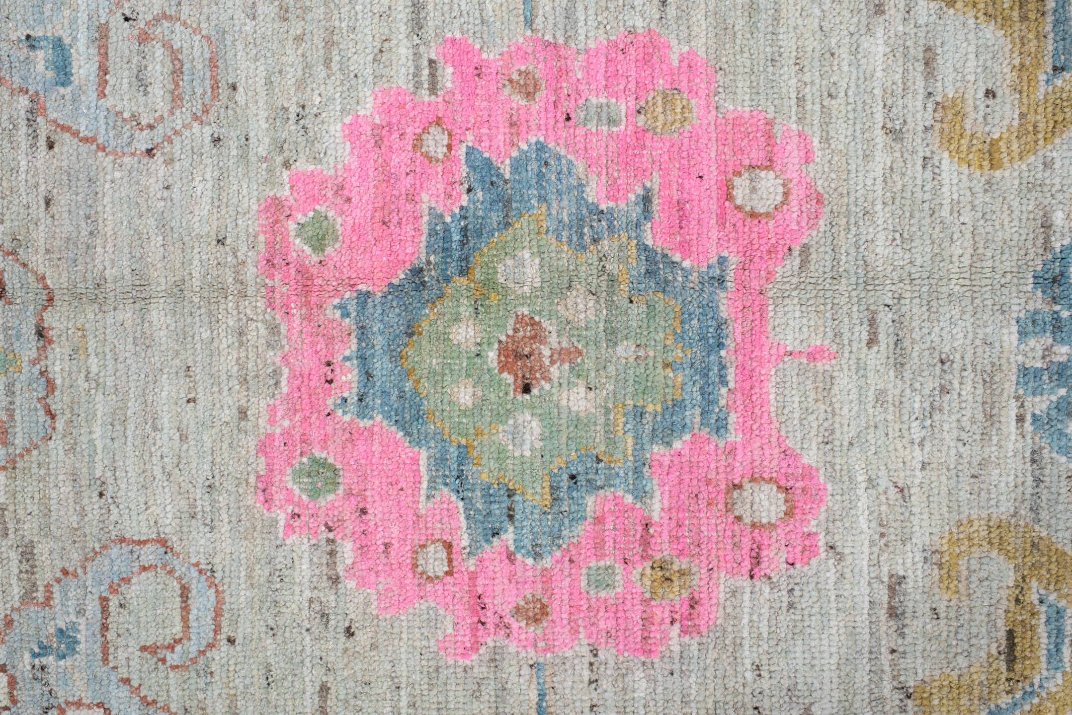 10' x 13' one-of-a-kind handmade vintage Oushak large size rug. Color palette: blue, brown, dark gray, gainsboro, gray