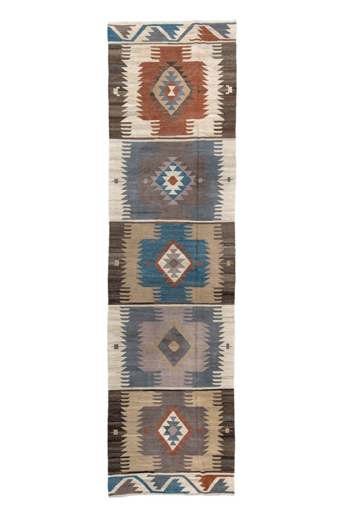 Vintage Kilim Runner Rug (4' x 15')