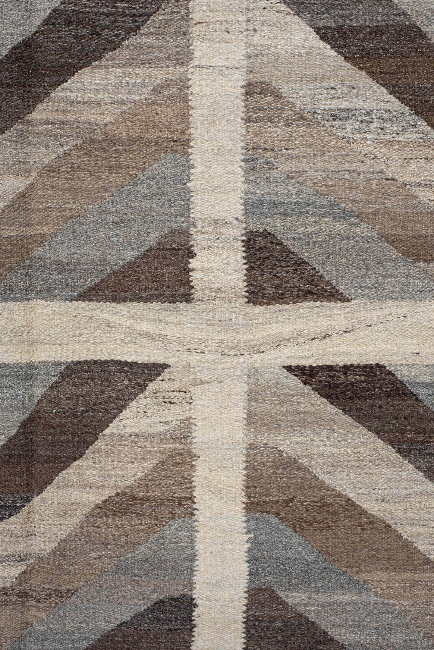 3' x 12' one-of-a-kind handmade vintage Kilim runner rug. Color palette: ivory, taupe, brown, gray, beige, slate