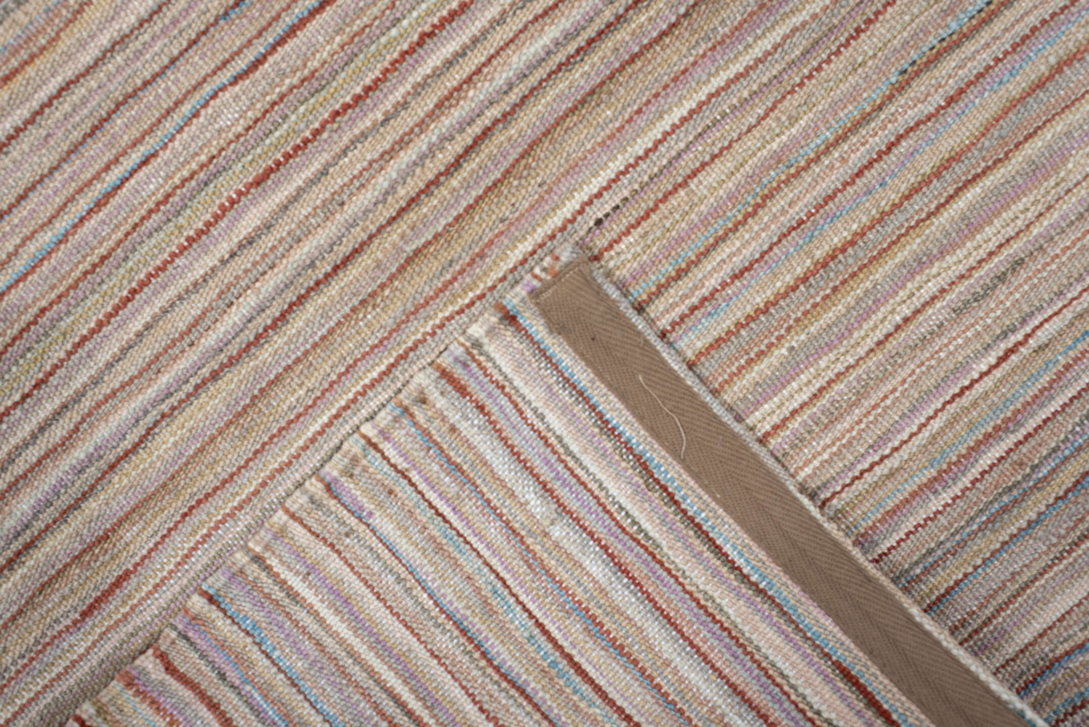 2' x 12' one-of-a-kind handmade vintage Kilim runner rug. Color palette: ivory, rust, slate, muted blue, taupe, terracotta
