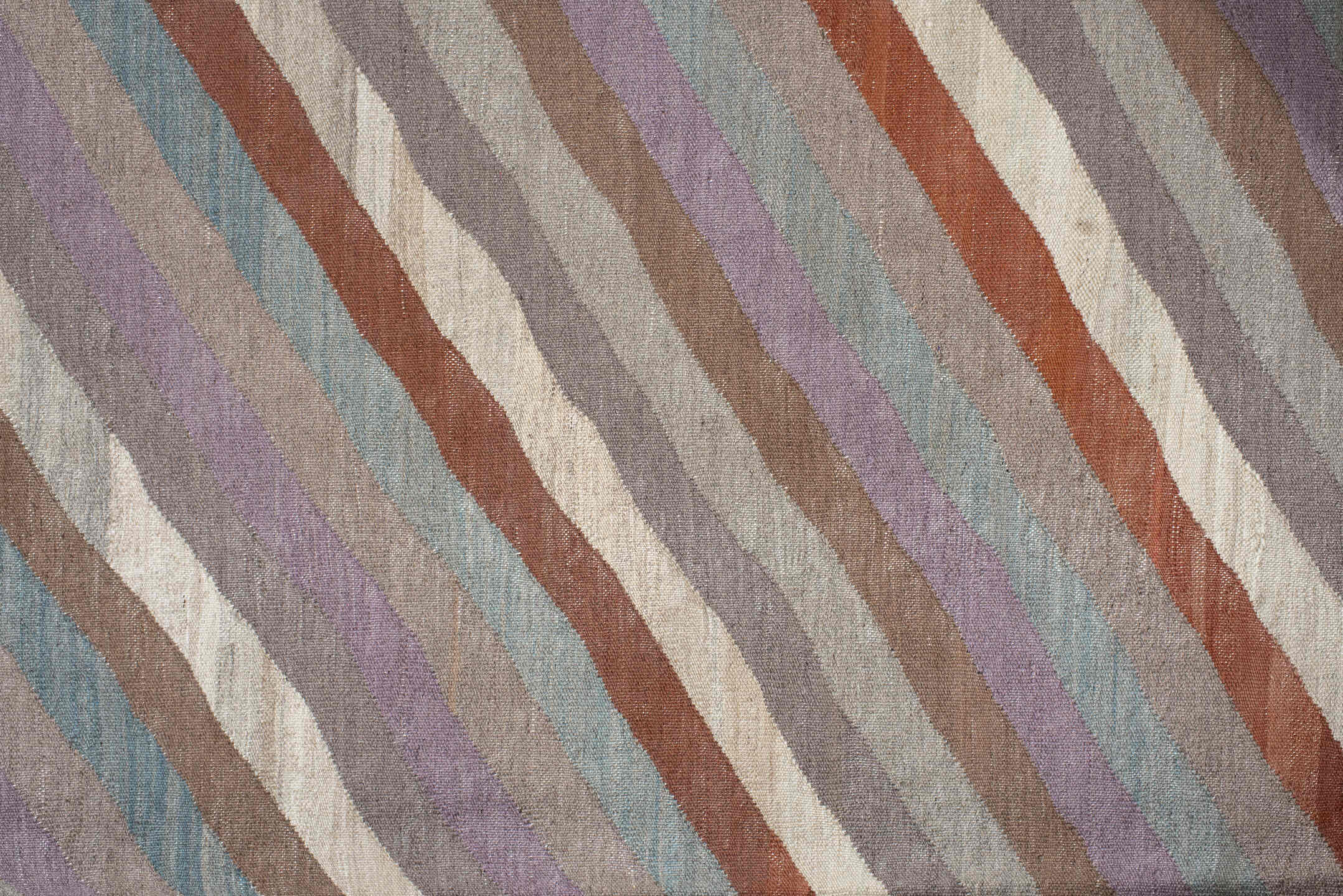 3' x 9' one-of-a-kind handmade vintage Kilim runner rug. Color palette: brown, dark gray, gray, light gray, off-white, pink