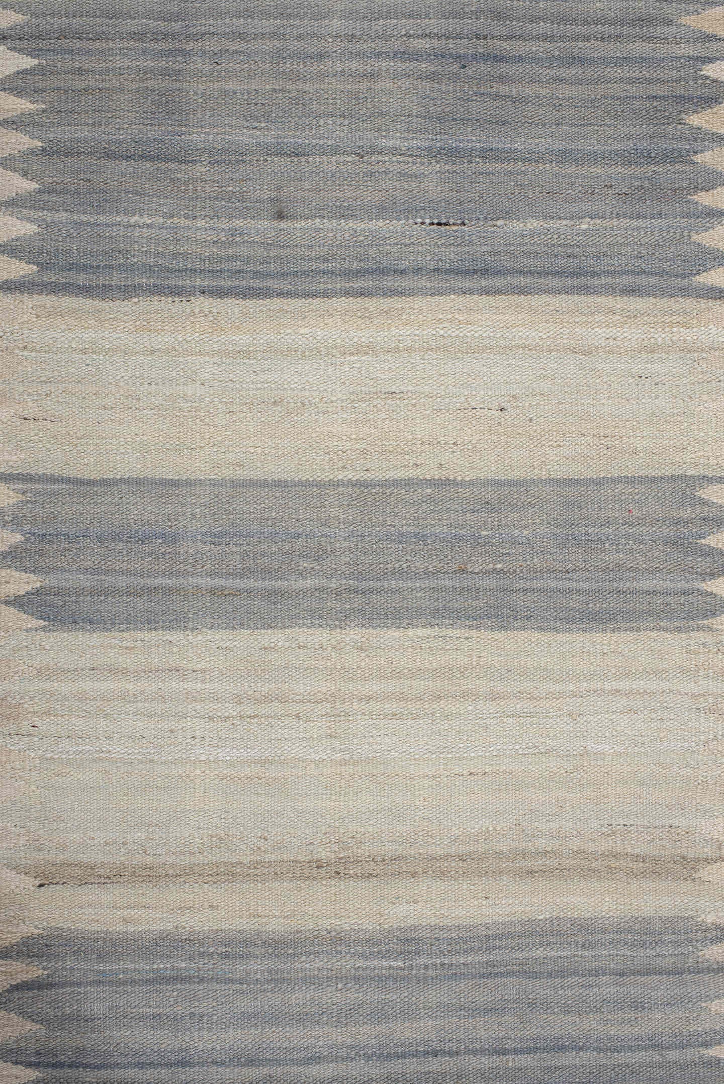 2' x 13' one-of-a-kind handmade vintage Kilim runner rug. Color palette: ivory, slate, cream, taupe, gray, beige