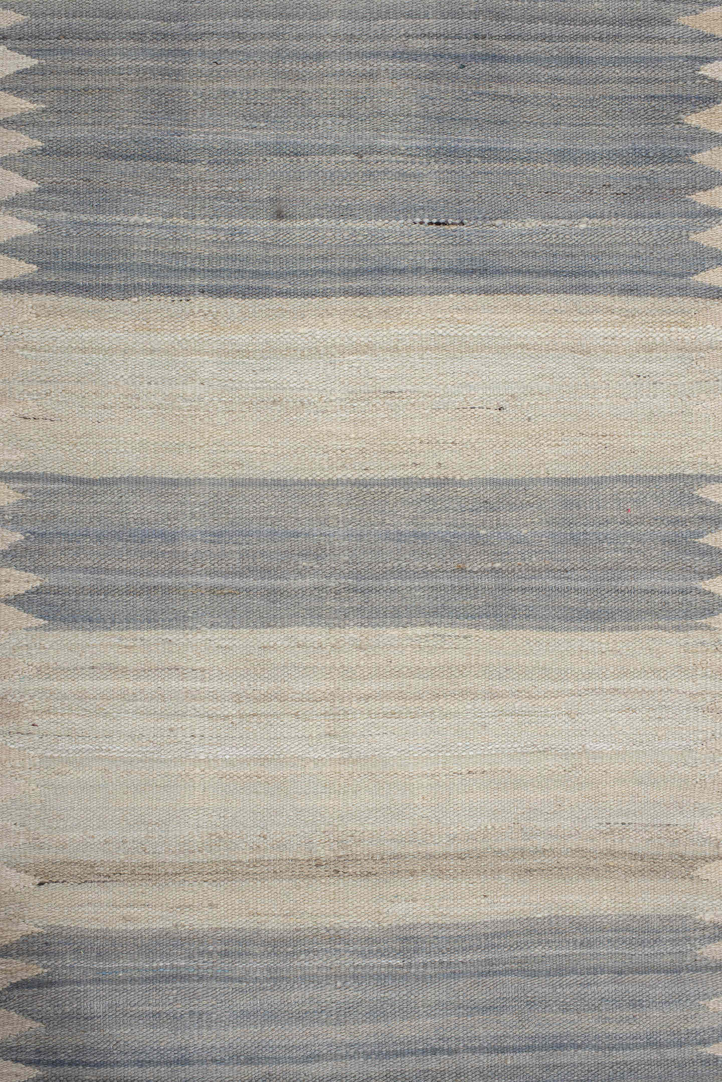 2' x 13' one-of-a-kind handmade vintage Kilim runner rug. Color palette: ivory, slate, cream, taupe, gray, beige