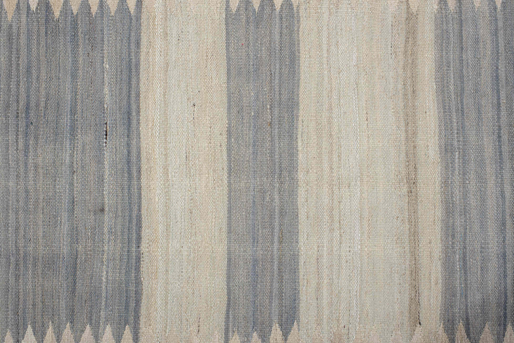 2' x 13' one-of-a-kind handmade vintage Kilim runner rug. Color palette: brown, dark gray, dim gray, gainsboro, gray