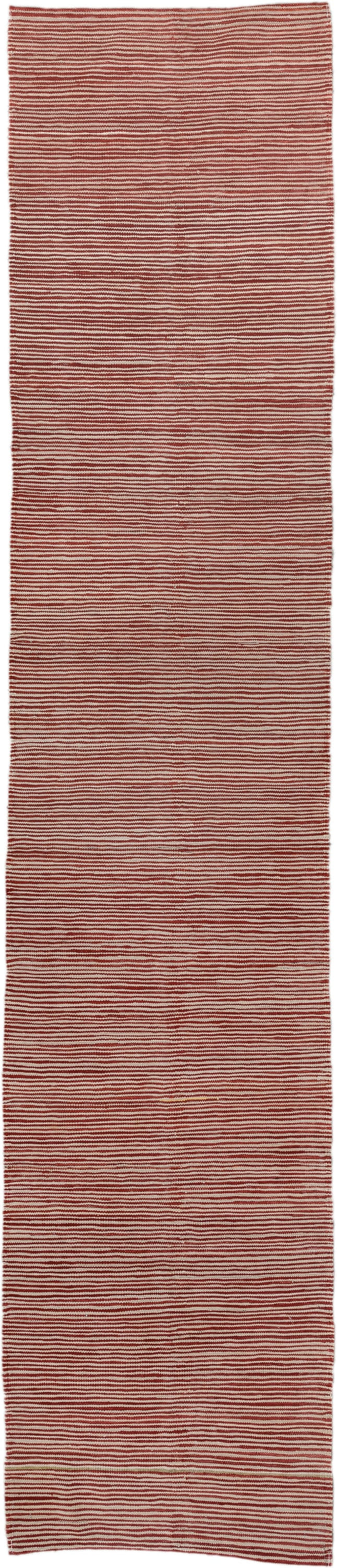 2' x 12' one-of-a-kind handmade vintage Kilim runner rug. Color palette: rust, ivory, terracotta, brown
