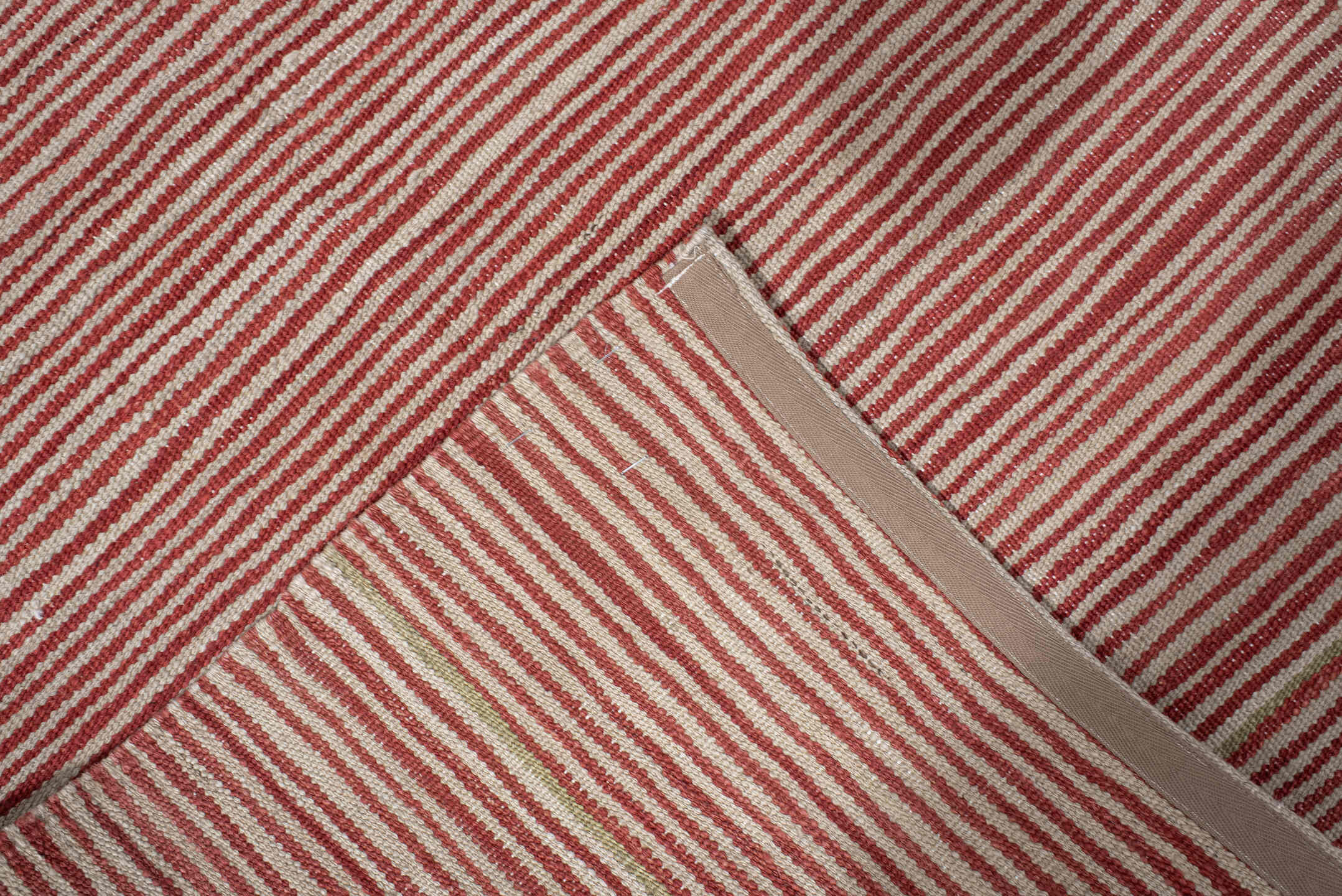 2' x 12' one-of-a-kind handmade vintage Kilim runner rug. Color palette: gray, pink, off-white, light gray, red, brown