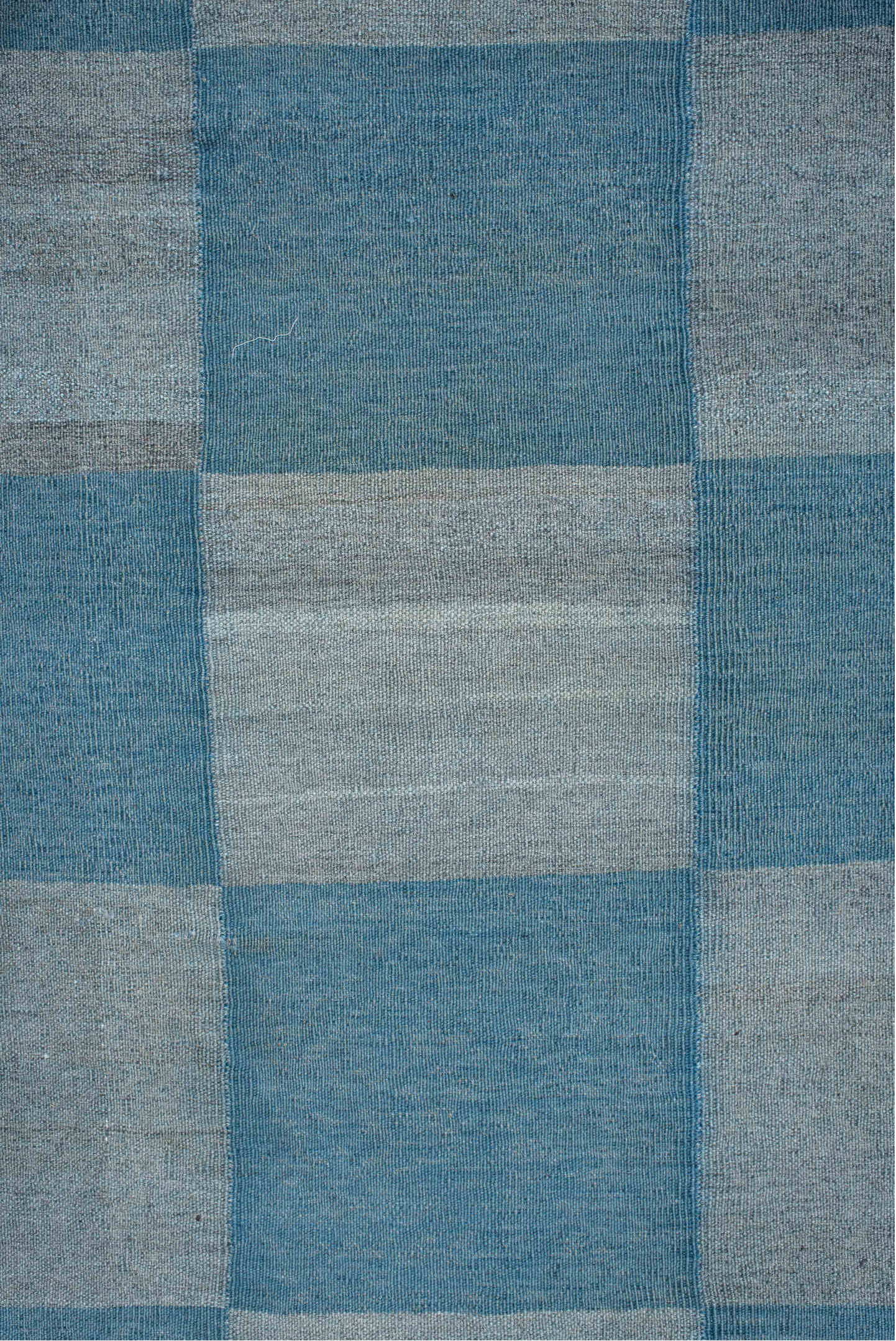 2' x 15' one-of-a-kind handmade vintage Kilim runner rug. Color palette: sky blue, slate, powder blue, steel blue, gray