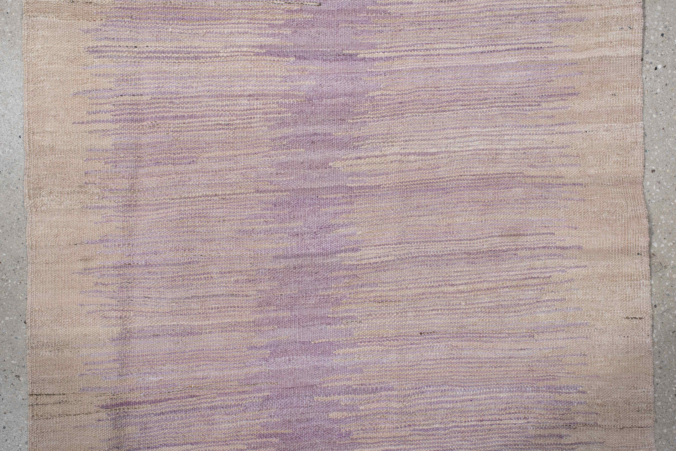 3' x 12' one-of-a-kind handmade vintage Kilim runner rug. Color palette: gray, light gray, off-white, pink, silver