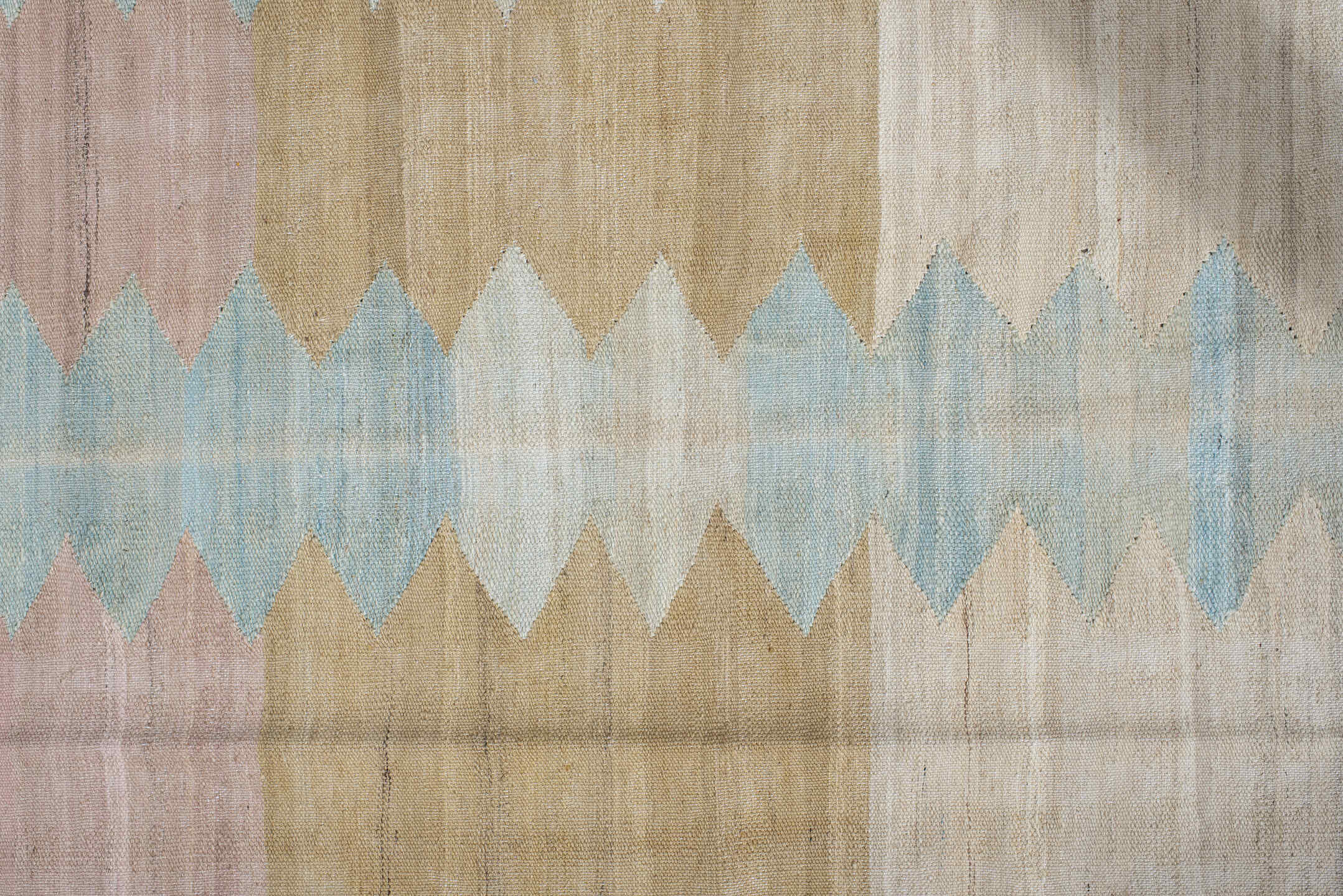 3' x 9' one-of-a-kind handmade vintage Kilim runner rug. Color palette: brown, dark gray, dim gray, gainsboro, gray