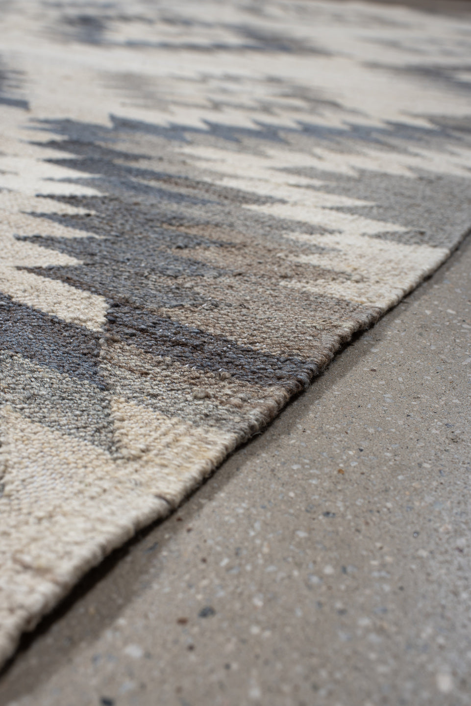 8' x 9' one-of-a-kind handmade vintage Kilim rug. Color palette: ivory, gray, slate, taupe, cream, beige