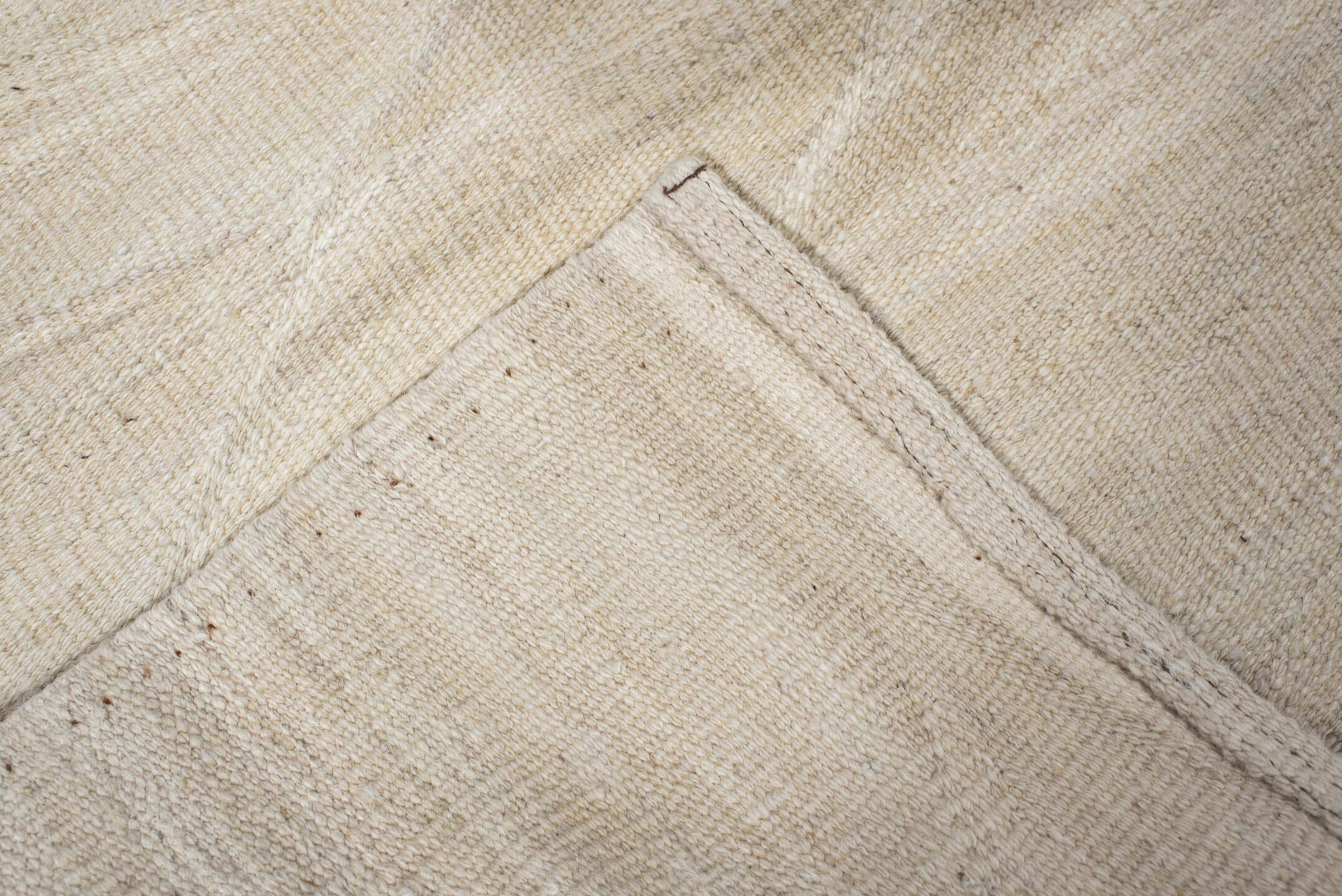 4' x 9' one-of-a-kind handmade vintage Kilim runner rug. Color palette: ivory, cream, beige, taupe, gray