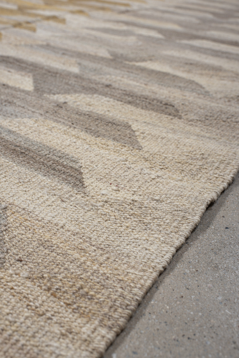8' x 9' one-of-a-kind handmade vintage Kilim large size rug. Color palette: ivory, taupe, gold, rust, sky_blue, gray, beige