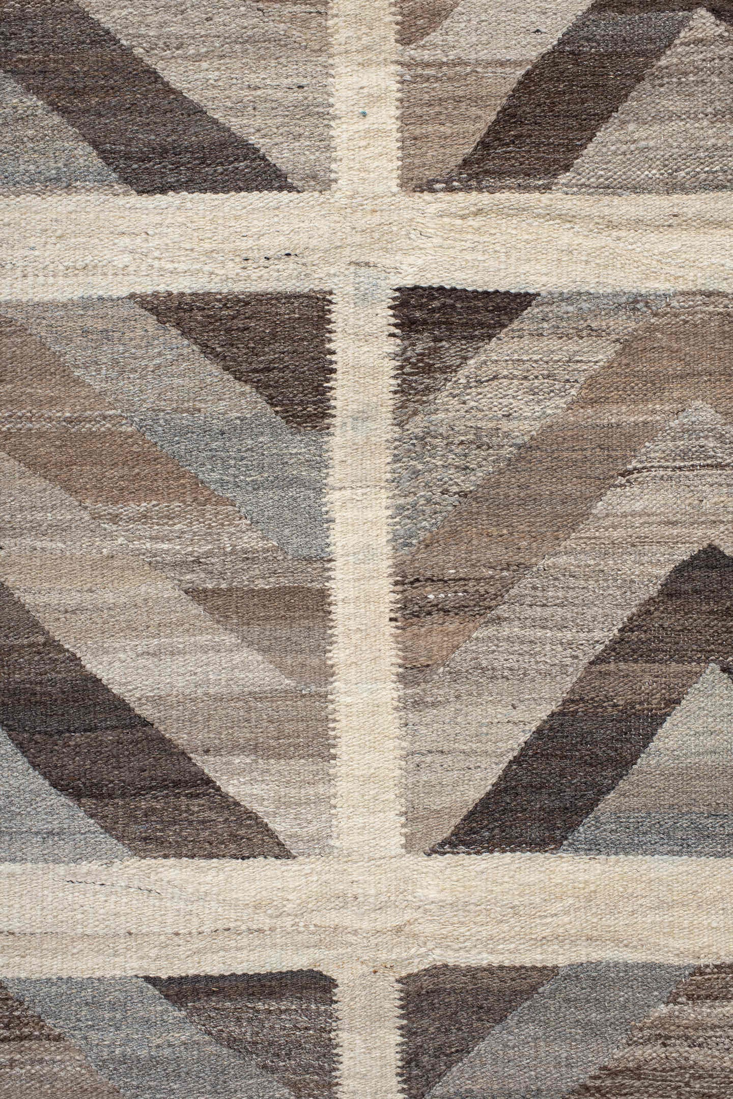3' x 19' one-of-a-kind handmade vintage Kilim runner rug. Color palette: taupe, ivory, brown, gray, pale_blue, beige