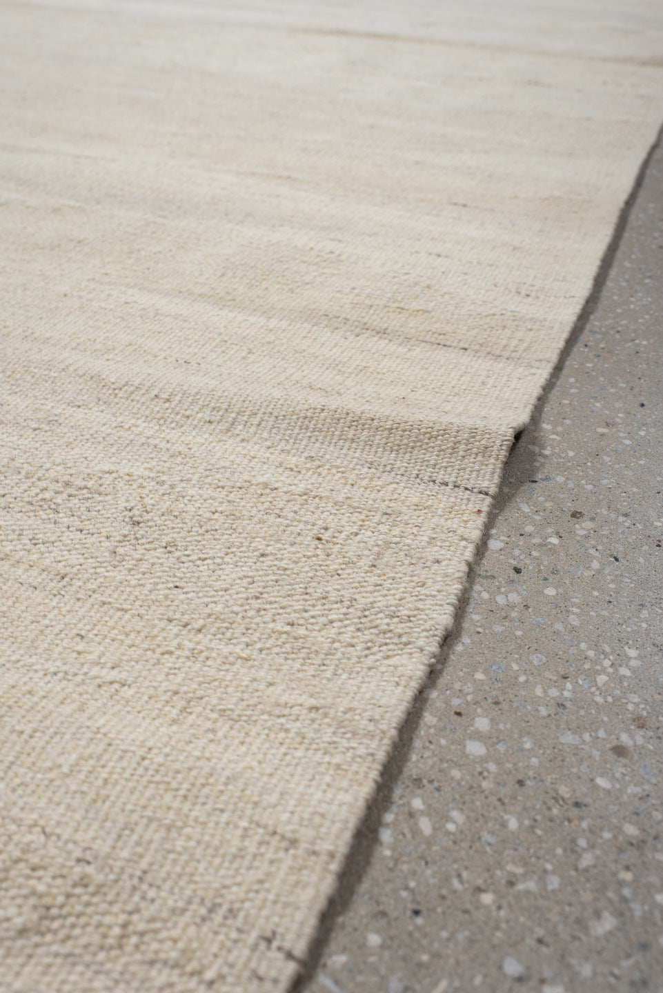 3' x 12' one-of-a-kind handmade vintage Kilim runner rug. Color palette: ivory, cream, beige, taupe, gray