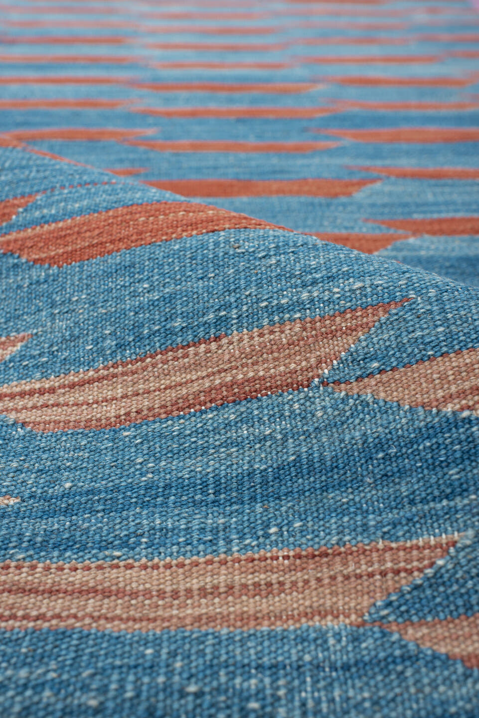 2' x 8' one-of-a-kind handmade vintage Kilim runner rug. Color palette: turquoise, lavender, rust, rose, teal, ivory