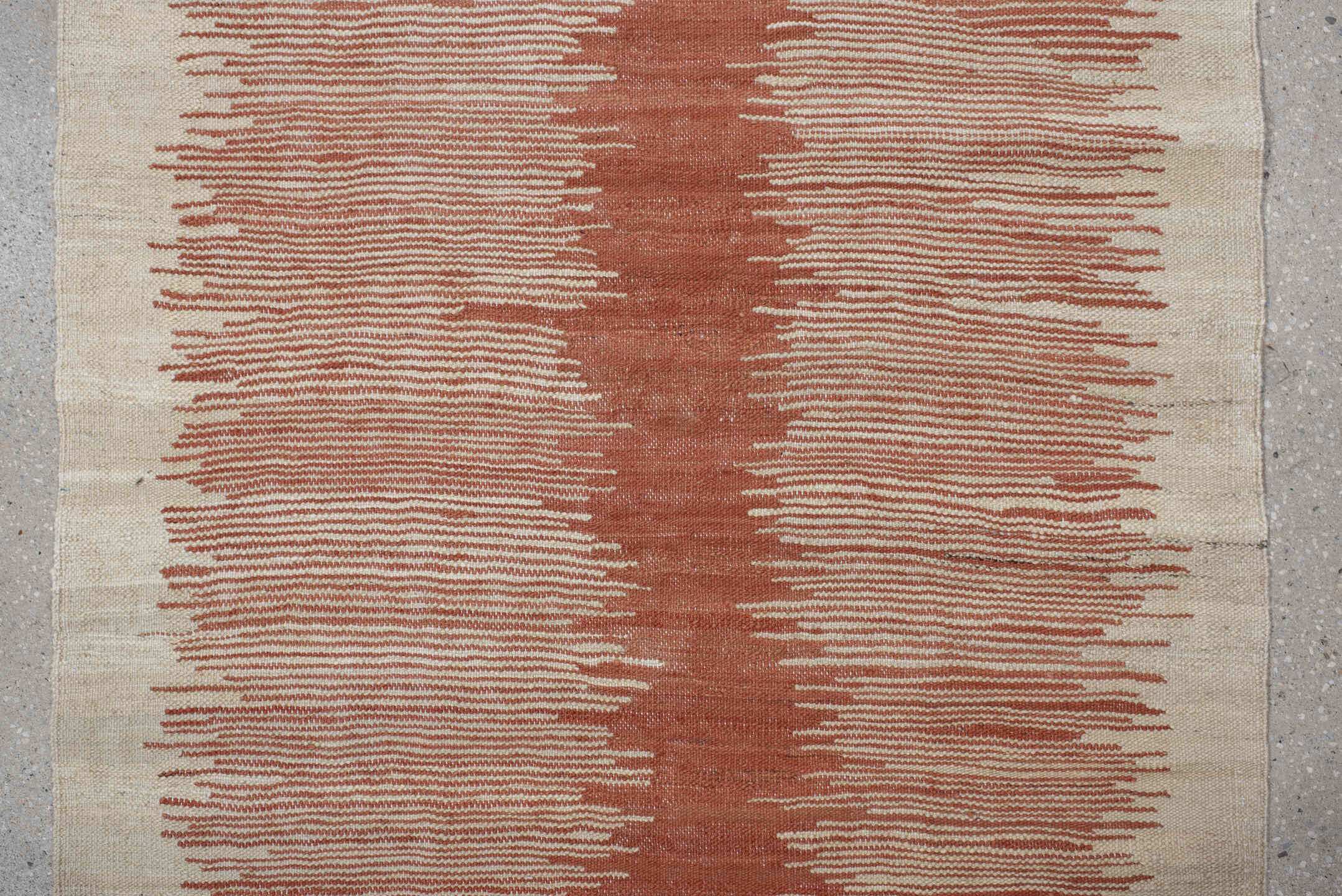 2' x 12' one-of-a-kind handmade vintage Kilim runner rug. Color palette: brown, gray, light gray, off-white, orange, pink