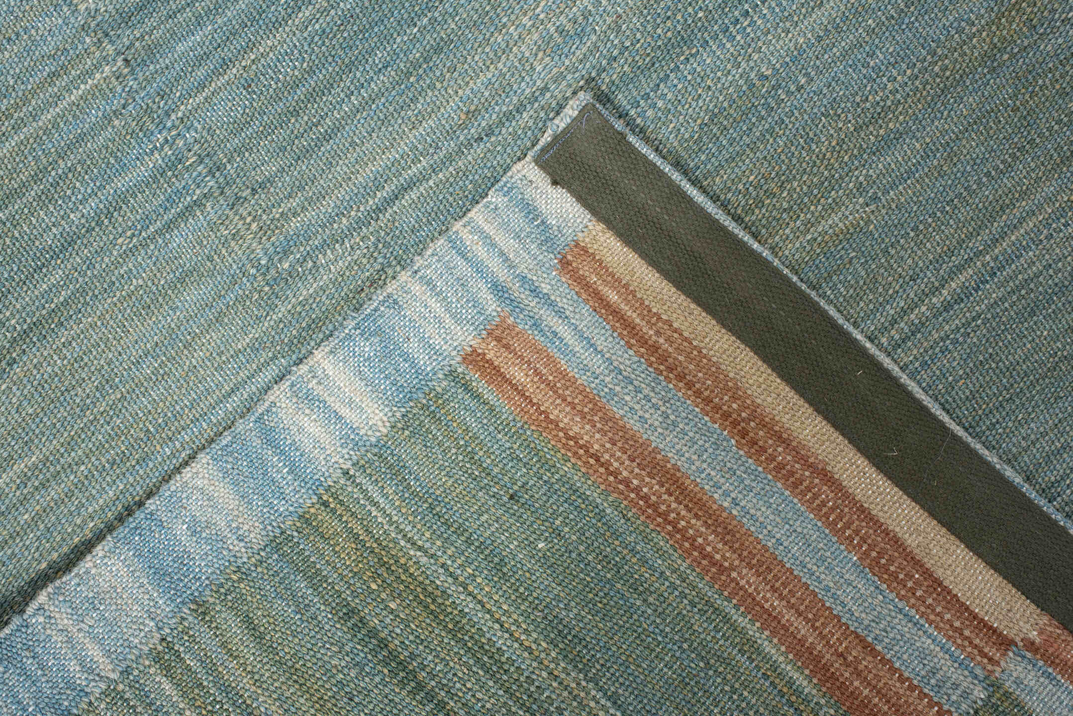 2' x 7' one-of-a-kind handmade vintage Kilim runner rug. Color palette: aqua, ivory, blush, sky blue, sage, teal, pink