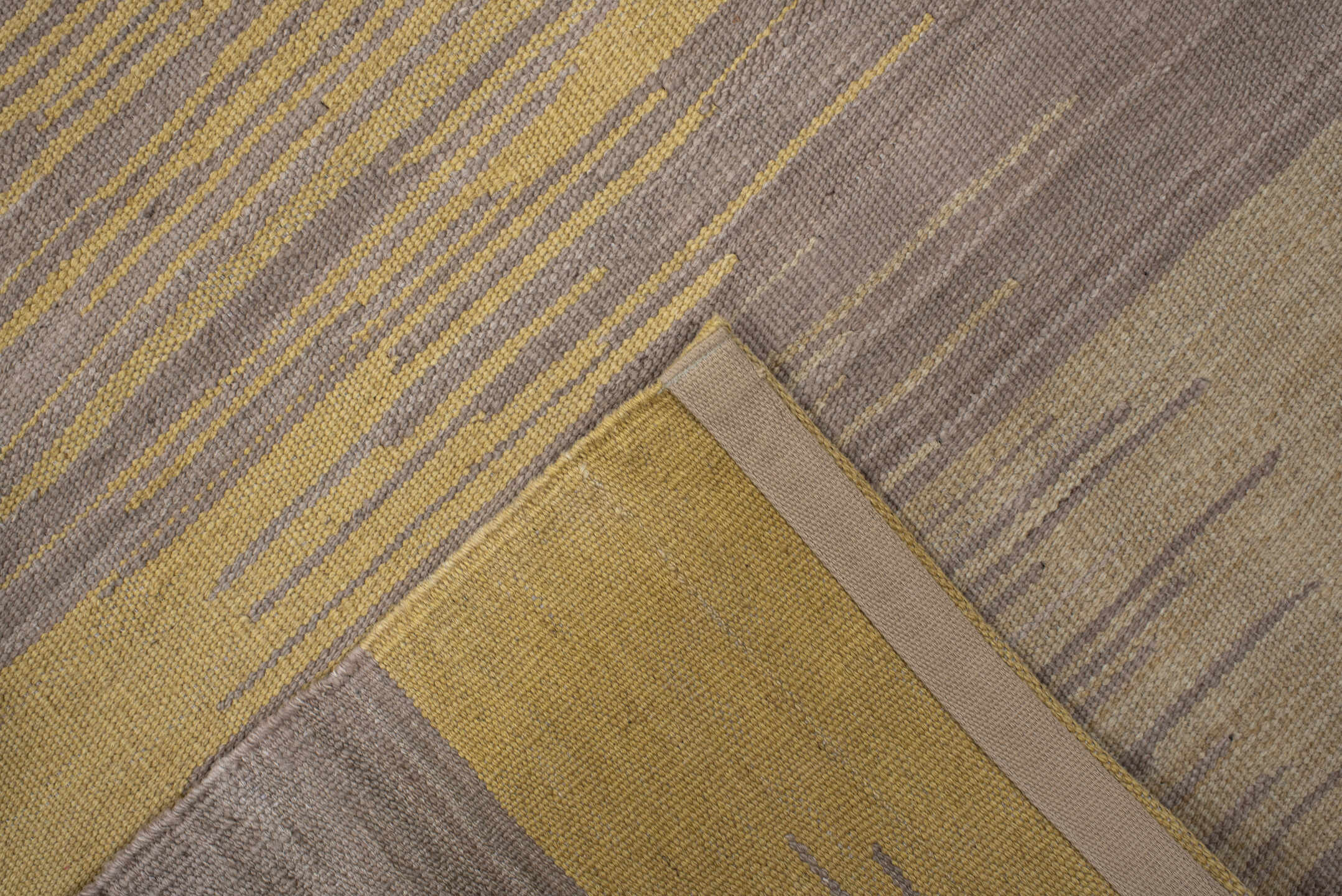 2' x 12' one-of-a-kind handmade vintage Kilim runner rug. Color palette: taupe, camel, gold, beige, gray