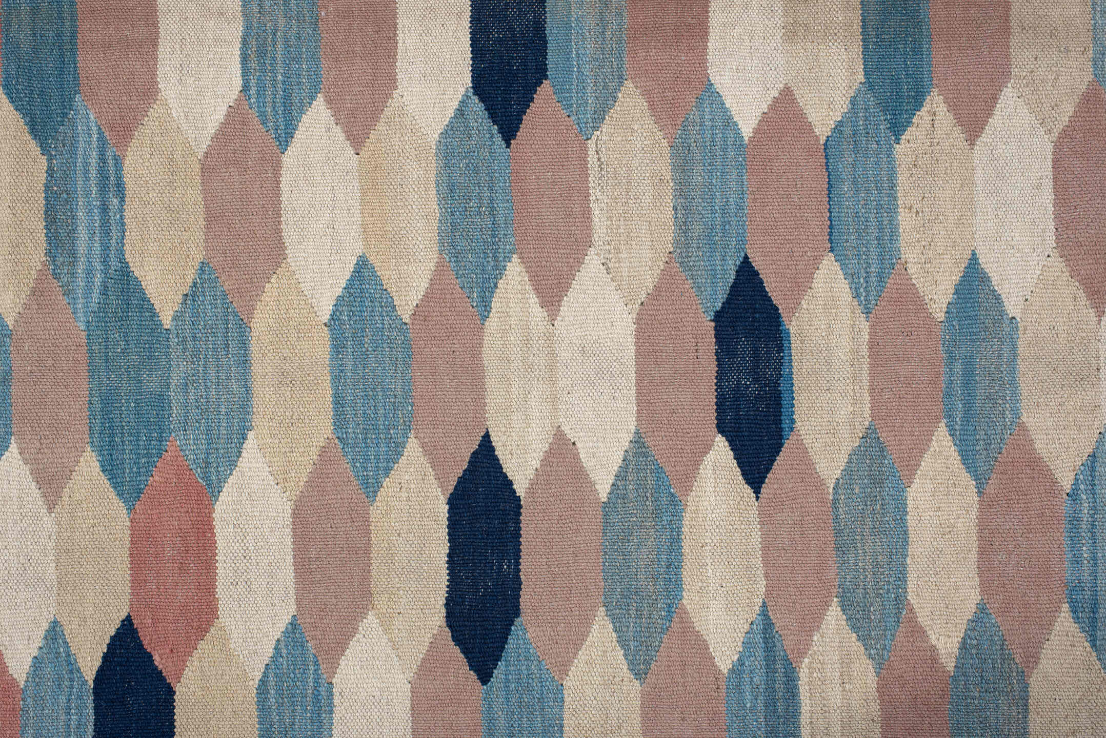 3' x 16' one-of-a-kind handmade vintage Kilim runner rug. Color palette: blue, brown, dark gray, dim gray, gray, light gray