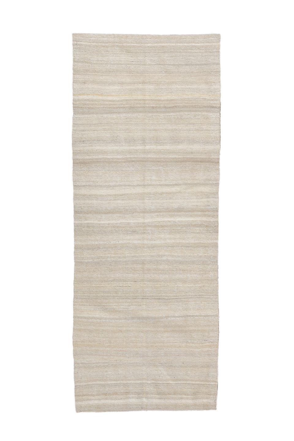 2' x 6' one-of-a-kind handmade vintage Kilim runner rug. Color palette: light gray, off-white, gray, pink, brown, linen