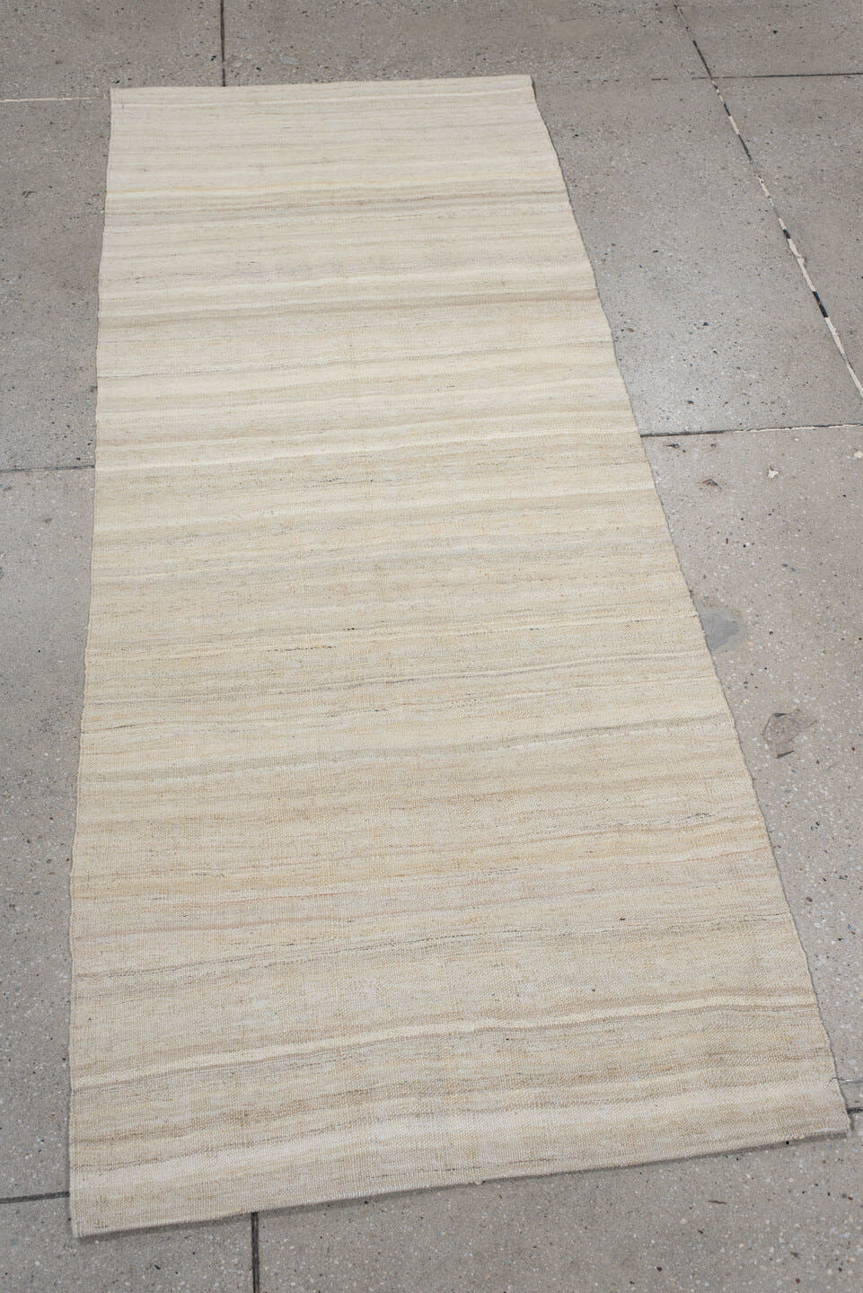 2' x 6' one-of-a-kind handmade vintage Kilim runner rug. Color palette: ivory, cream, beige, taupe, gray
