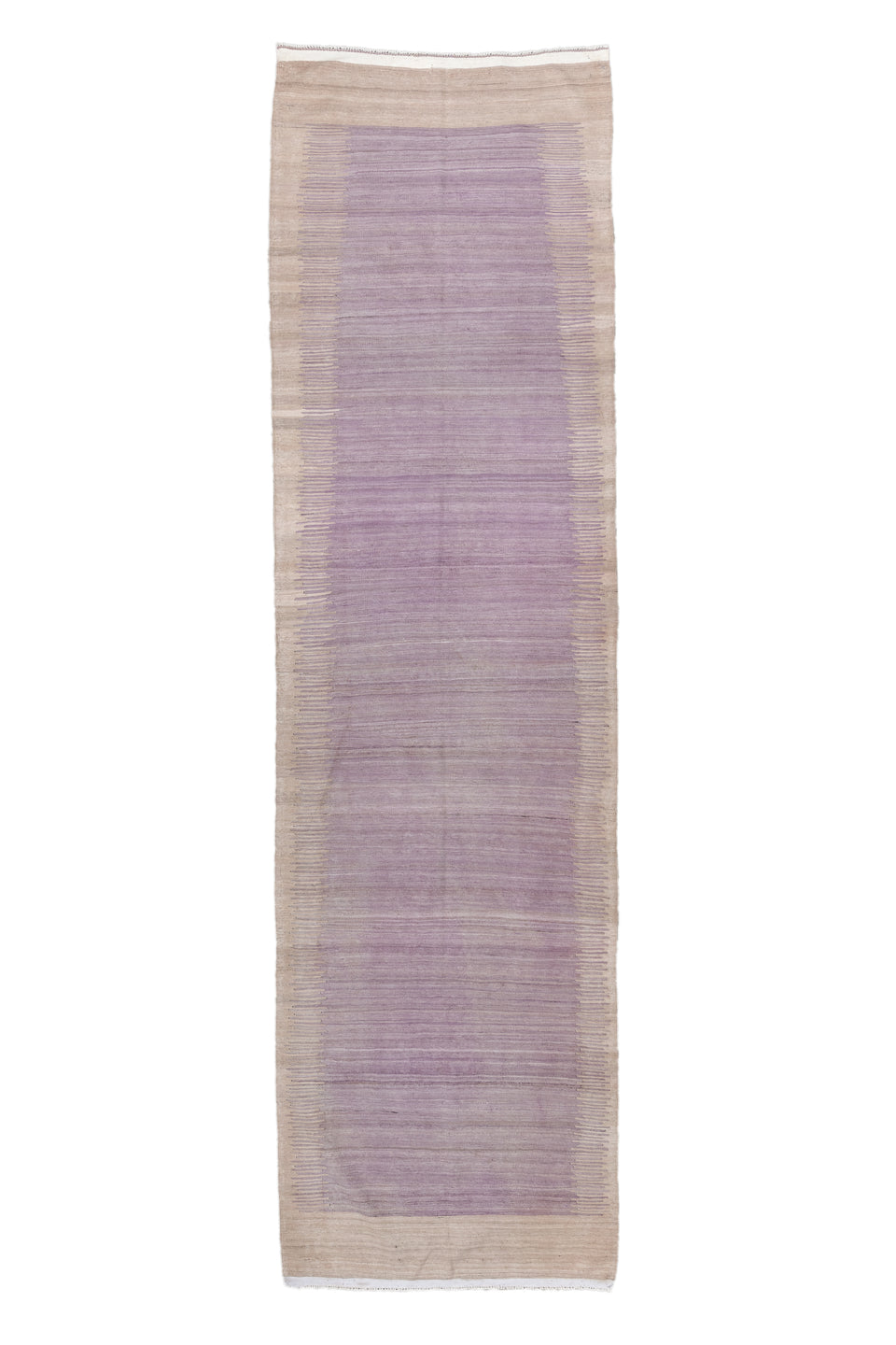 3' x 11' one-of-a-kind handmade vintage Kilim runner rug. Color palette: dark gray, gray, light gray, off-white, pink