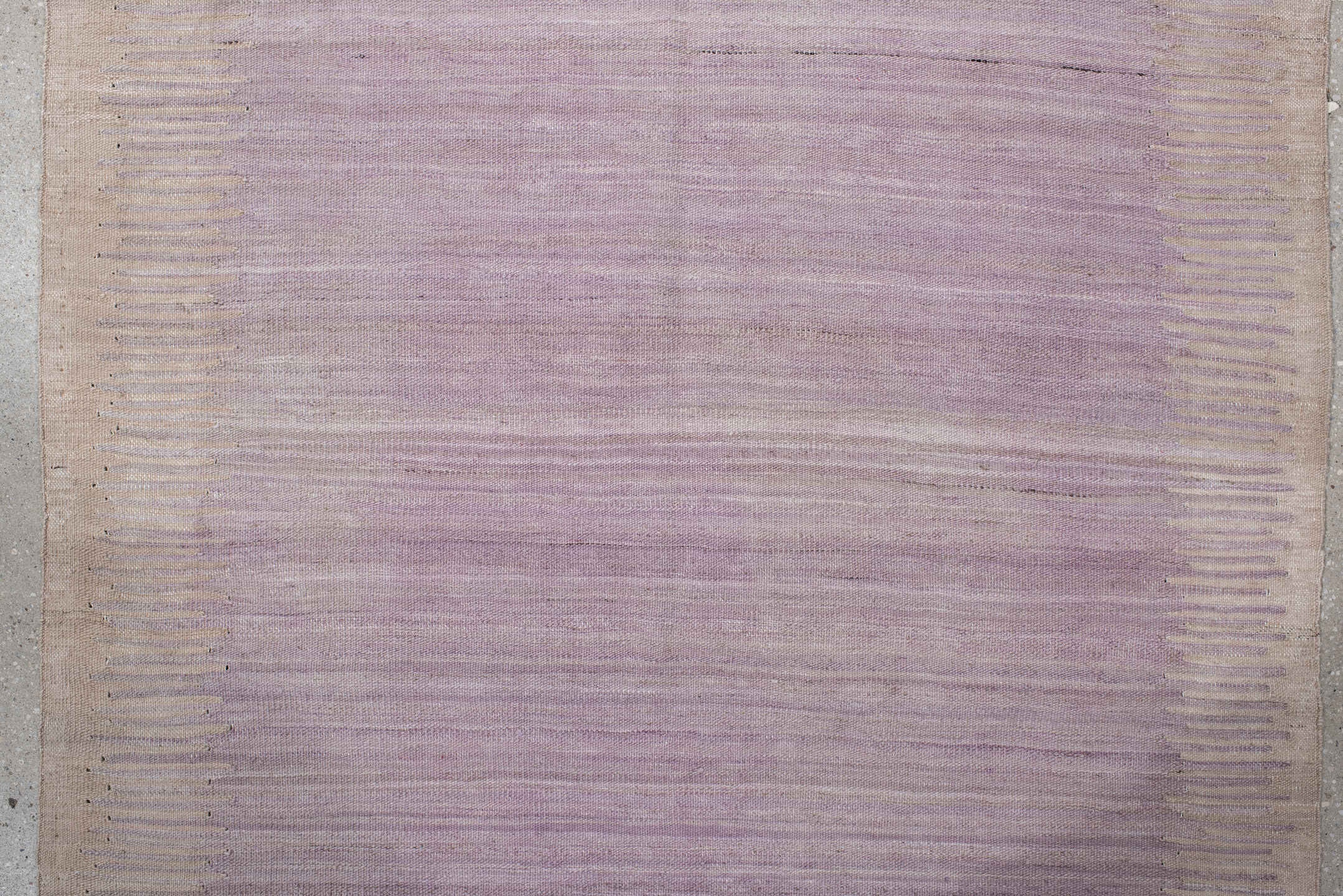 3' x 11' one-of-a-kind handmade vintage Kilim runner rug. Color palette: lavender, beige, ivory, taupe, light gray, gray