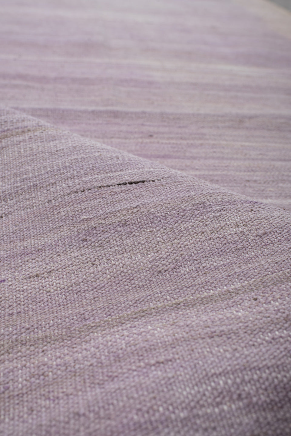 3' x 11' one-of-a-kind handmade vintage Kilim runner rug. Color palette: lavender, beige, ivory, taupe, light gray, gray