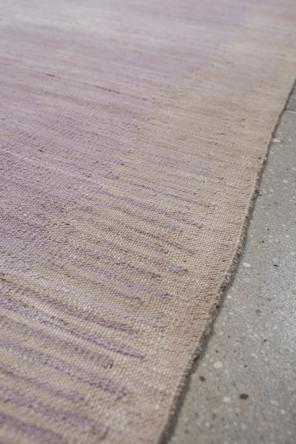 3' x 11' one-of-a-kind handmade vintage Kilim runner rug. Color palette: lavender, beige, ivory, taupe, light gray, gray