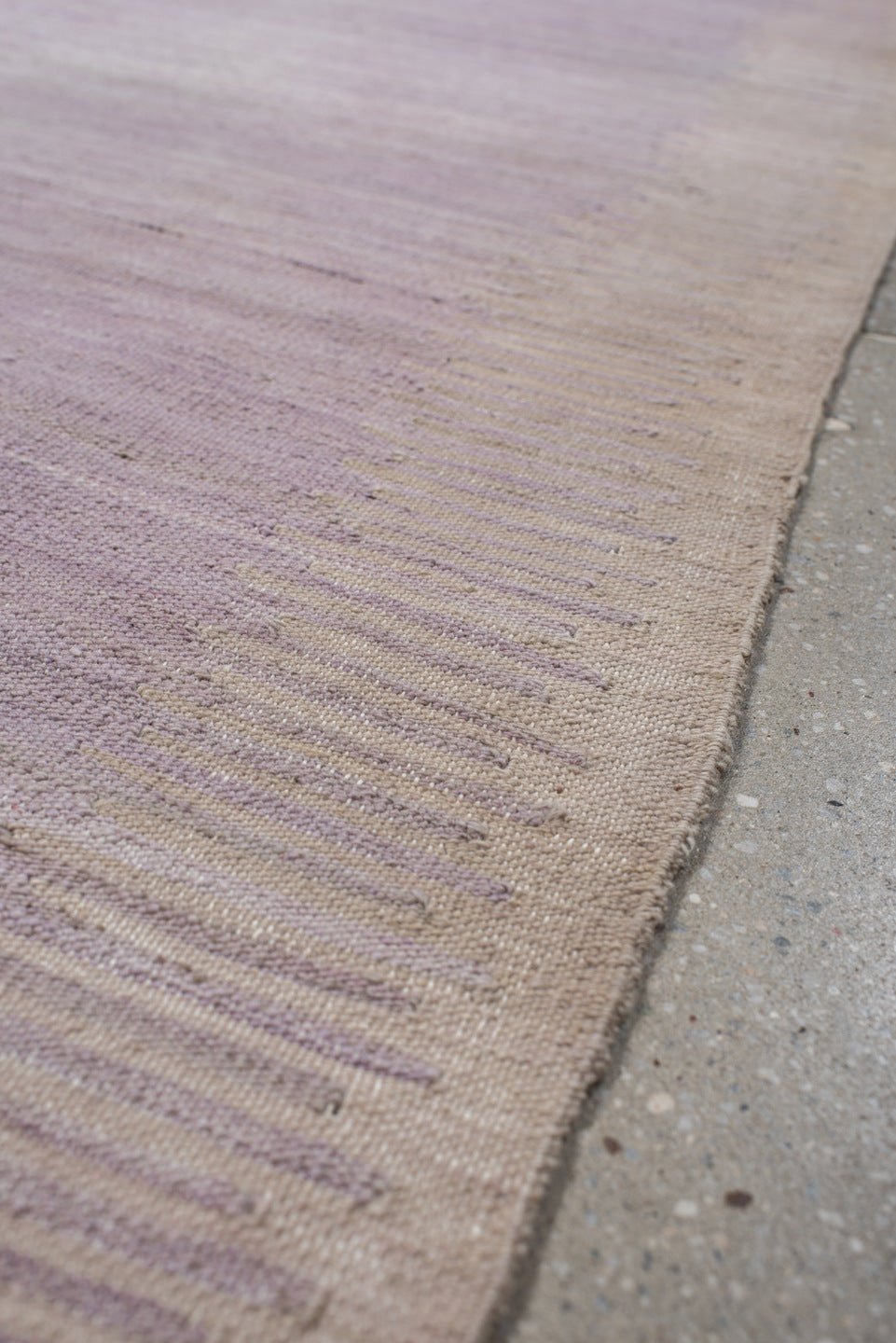 3' x 11' one-of-a-kind handmade vintage Kilim runner rug. Color palette: lavender, beige, ivory, taupe, light gray, gray
