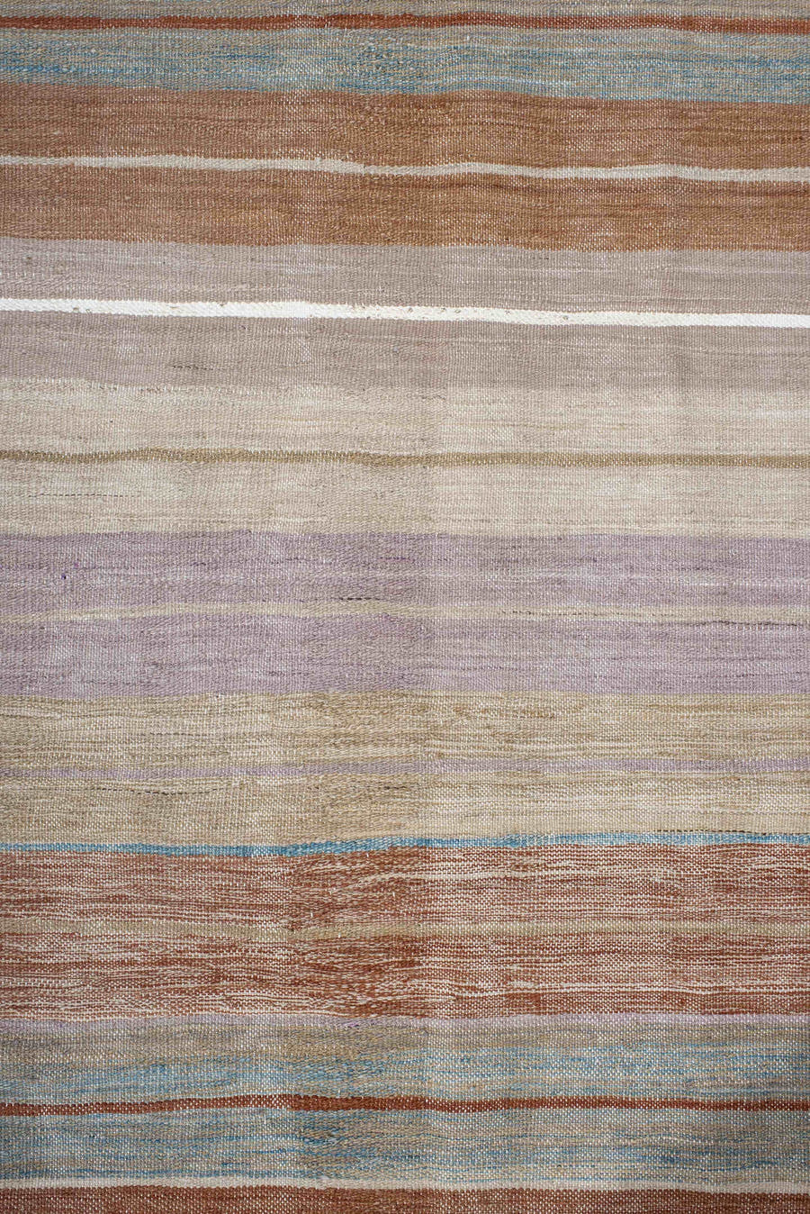 3' x 9' one-of-a-kind handmade vintage Kilim runner rug. Color palette: ivory, rust, taupe, sky_blue, lavender, beige