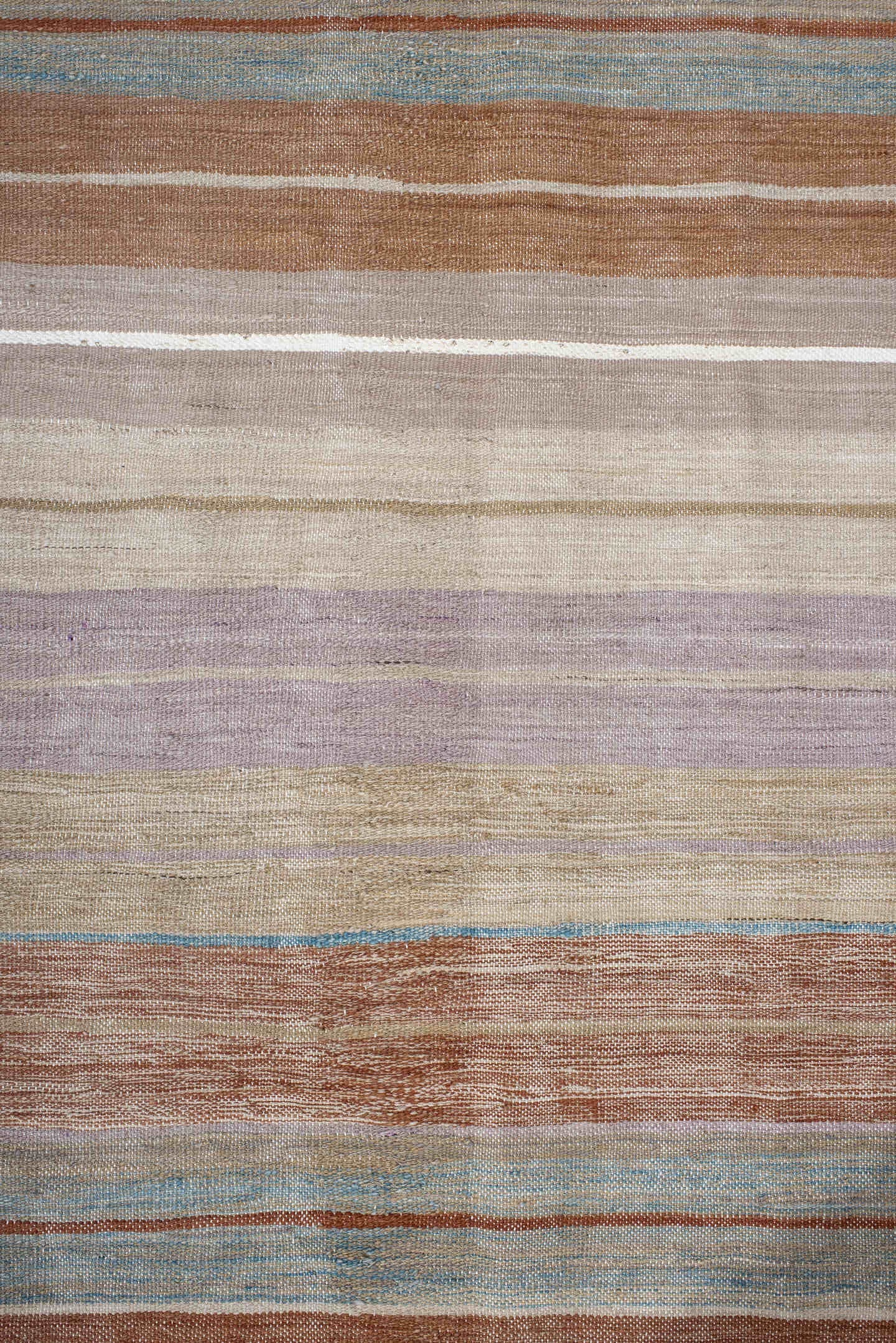 3' x 9' one-of-a-kind handmade vintage Kilim runner rug. Color palette: ivory, rust, taupe, sky_blue, lavender, beige