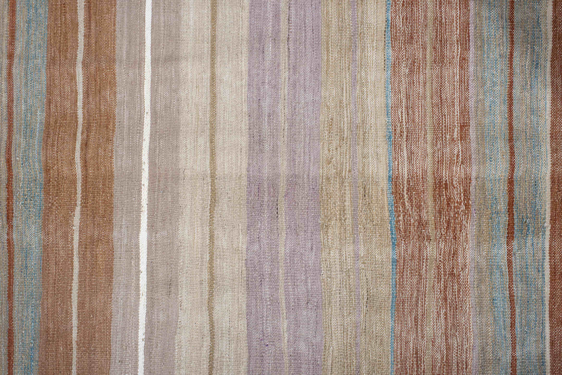 3' x 9' one-of-a-kind handmade vintage Kilim runner rug. Color palette: brown, gainsboro, gray, light gray, off-white, pink